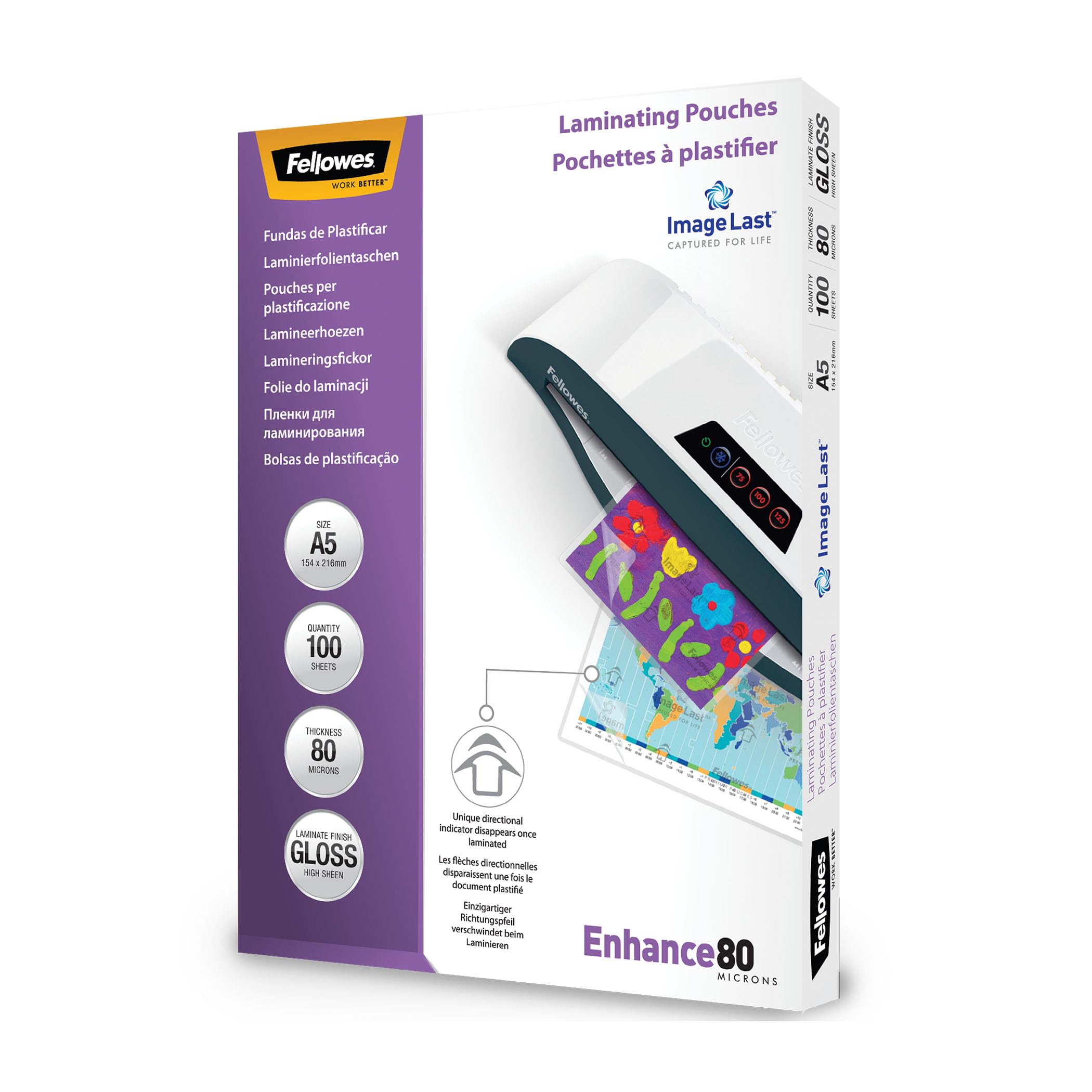 FELLOWES IL LAMINATING POUCH 80MIC A5 100PK
