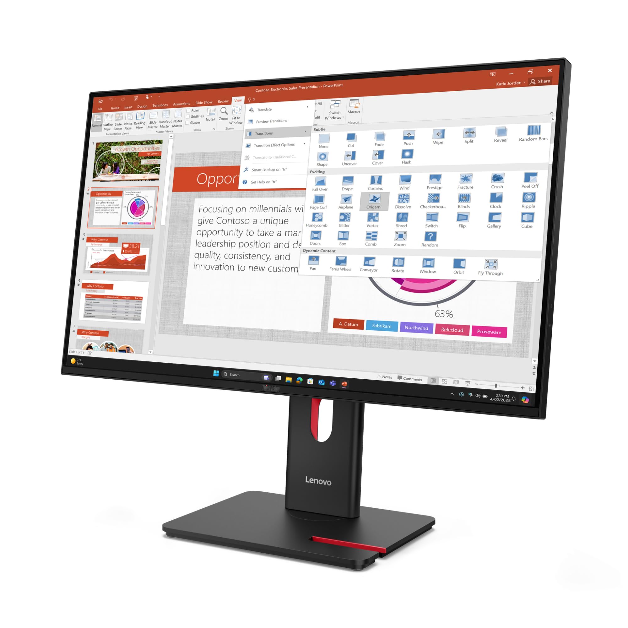 LENOVO ThinkVision T27-40 LED Écran 27p 1920x1080 Full HD (1080p) 120Hz IPS 300cd/m2 1500:1 4ms HDMI VGA DisplayPort 3y