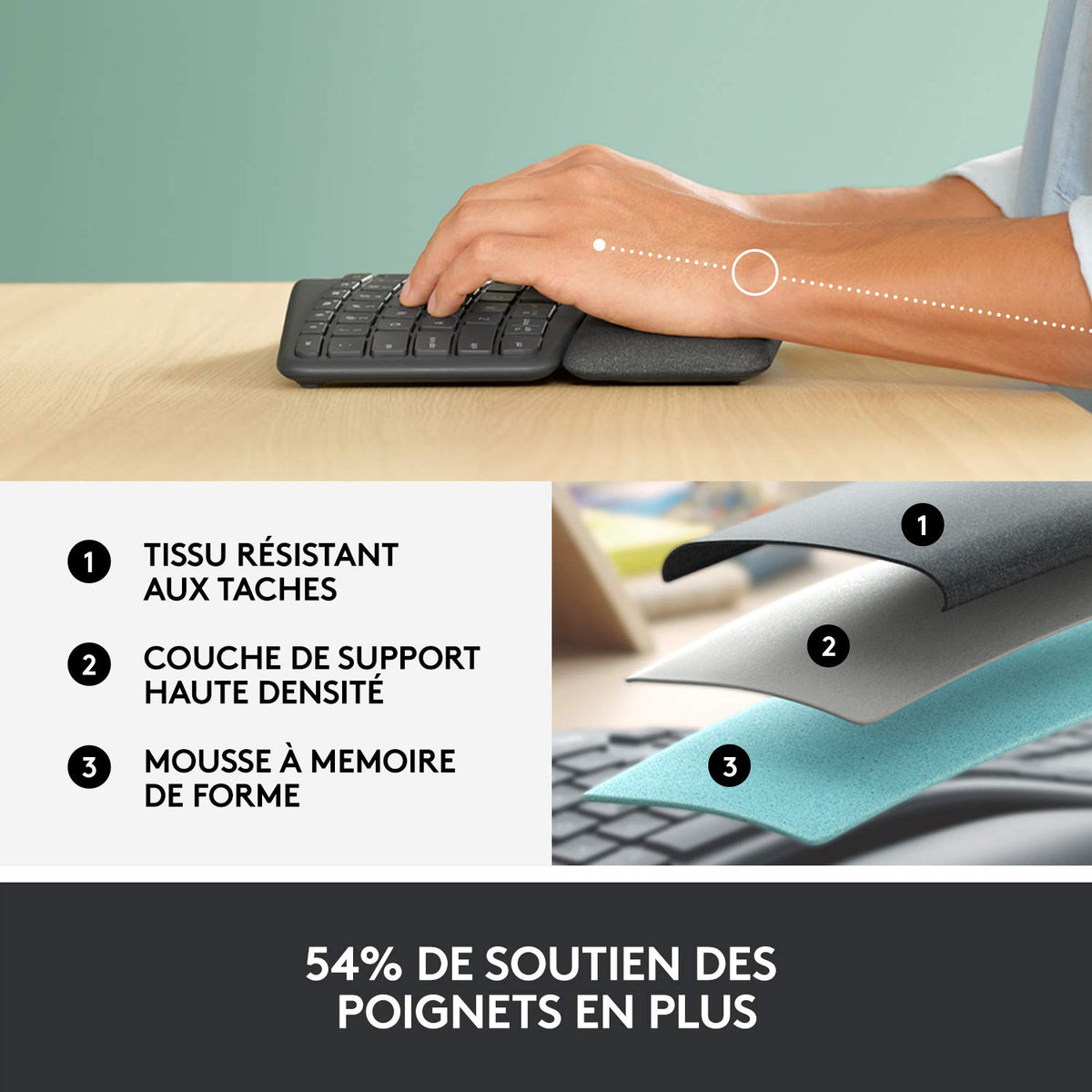 LOGITECH ERGO K860 for Business - Graphite - Central (FR)