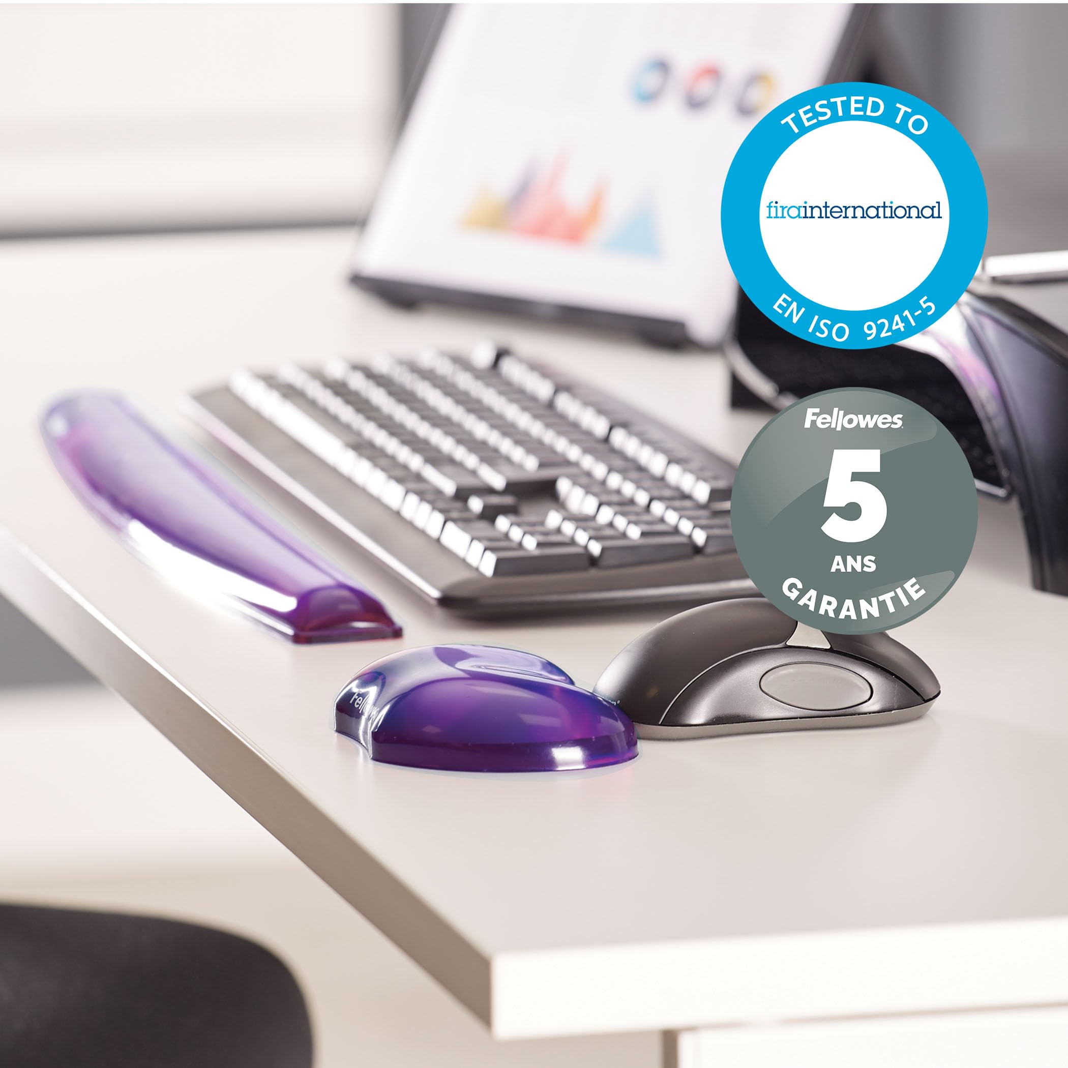 FELLOWES repose-poignets gel crystal - lilas