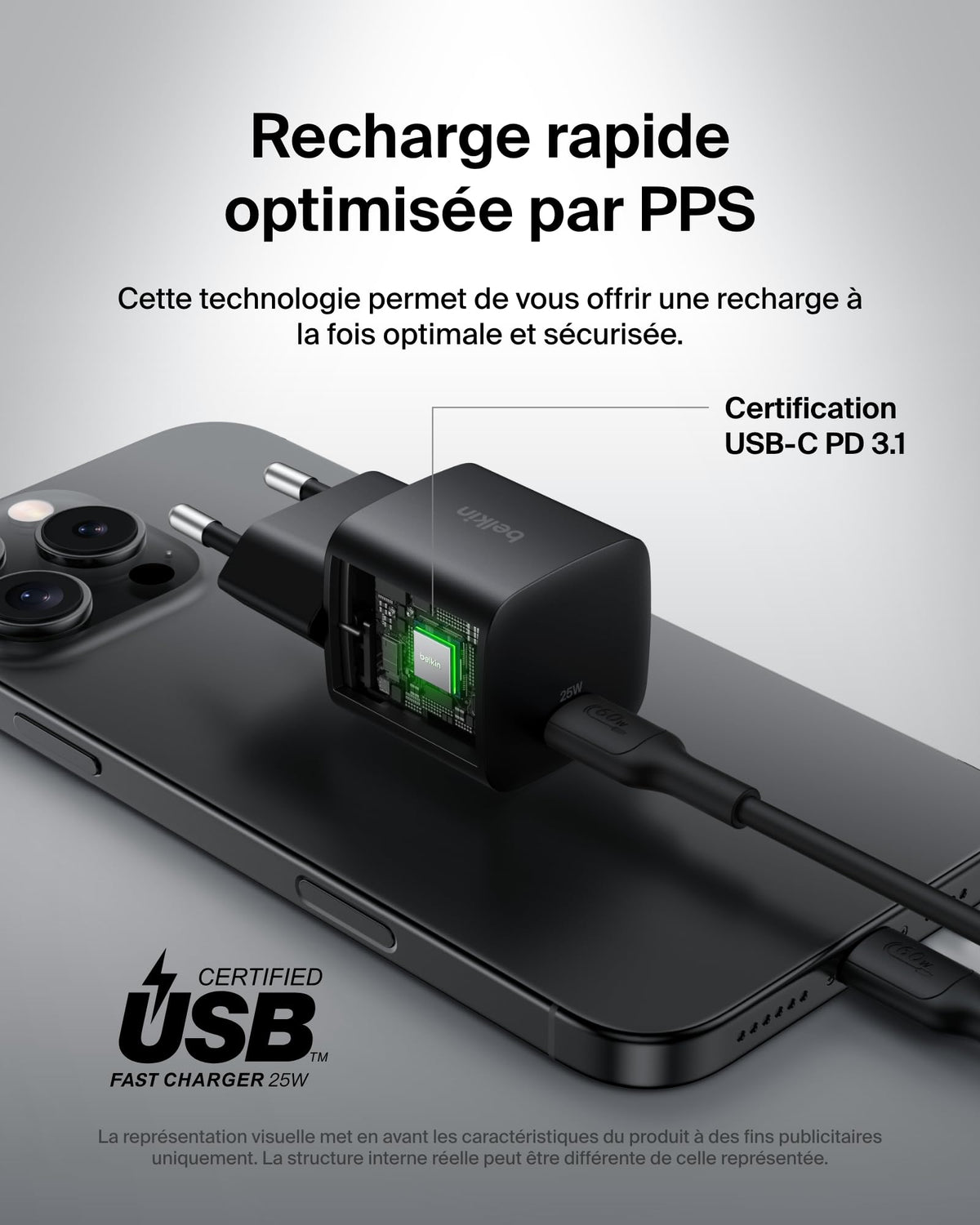 BELKIN 25W USBC PD WALL CHARGER WITH PPS BLACK
