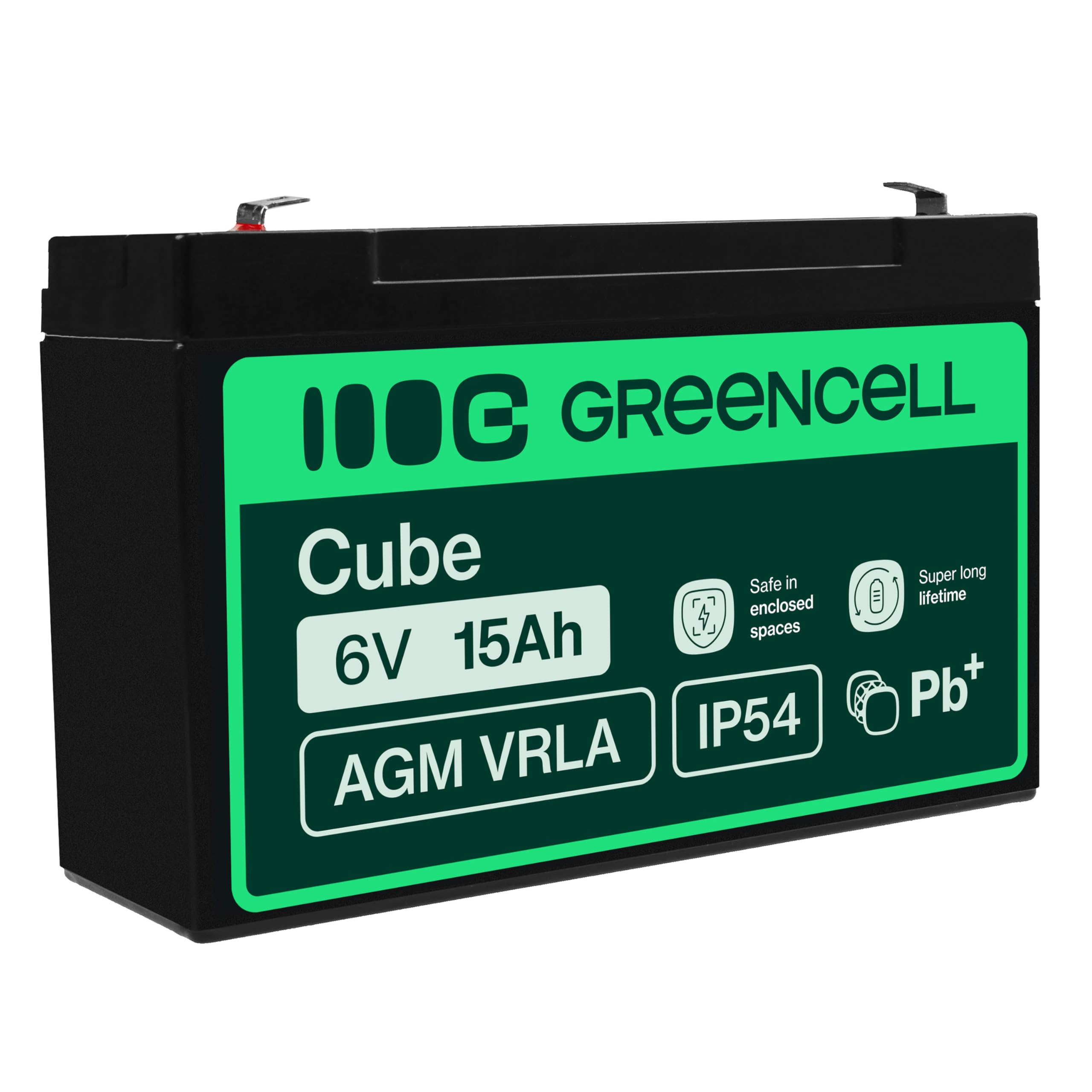 Green Cell AGM40 - 6 V - 1 piece(s) - Noir - 15 Ah - 1,8 kg - 151 mm