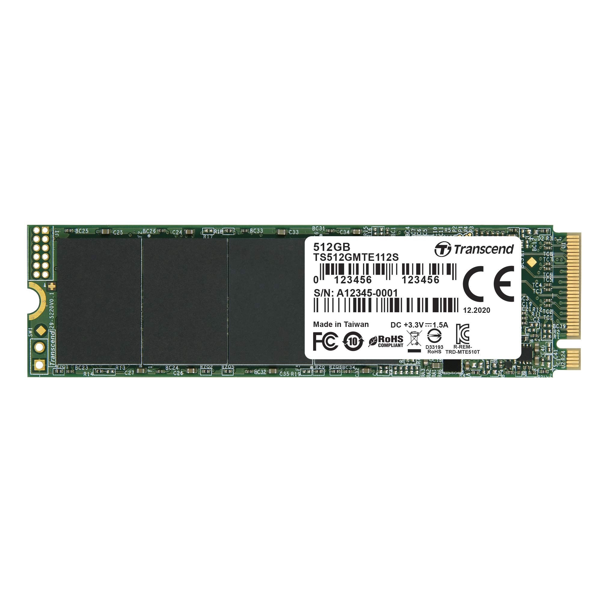 TRANSCEND 112S 512Go PCIe Gen3x4 M.2 2280 M-Key 3D TLC DRAM-less
