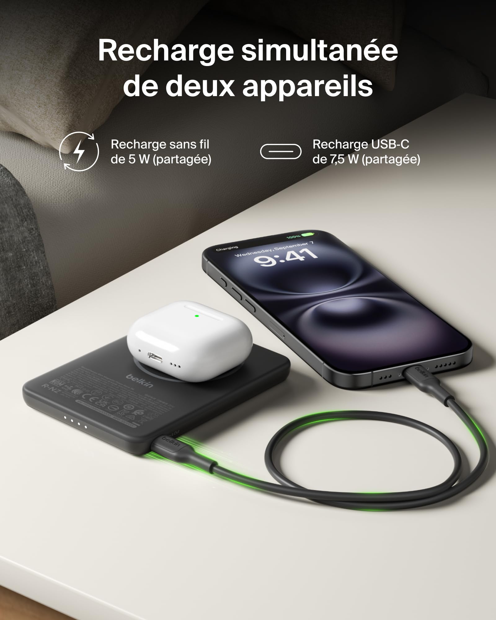 BELKIN BoostCharge Slim 5k Magnetic 7.5w Black