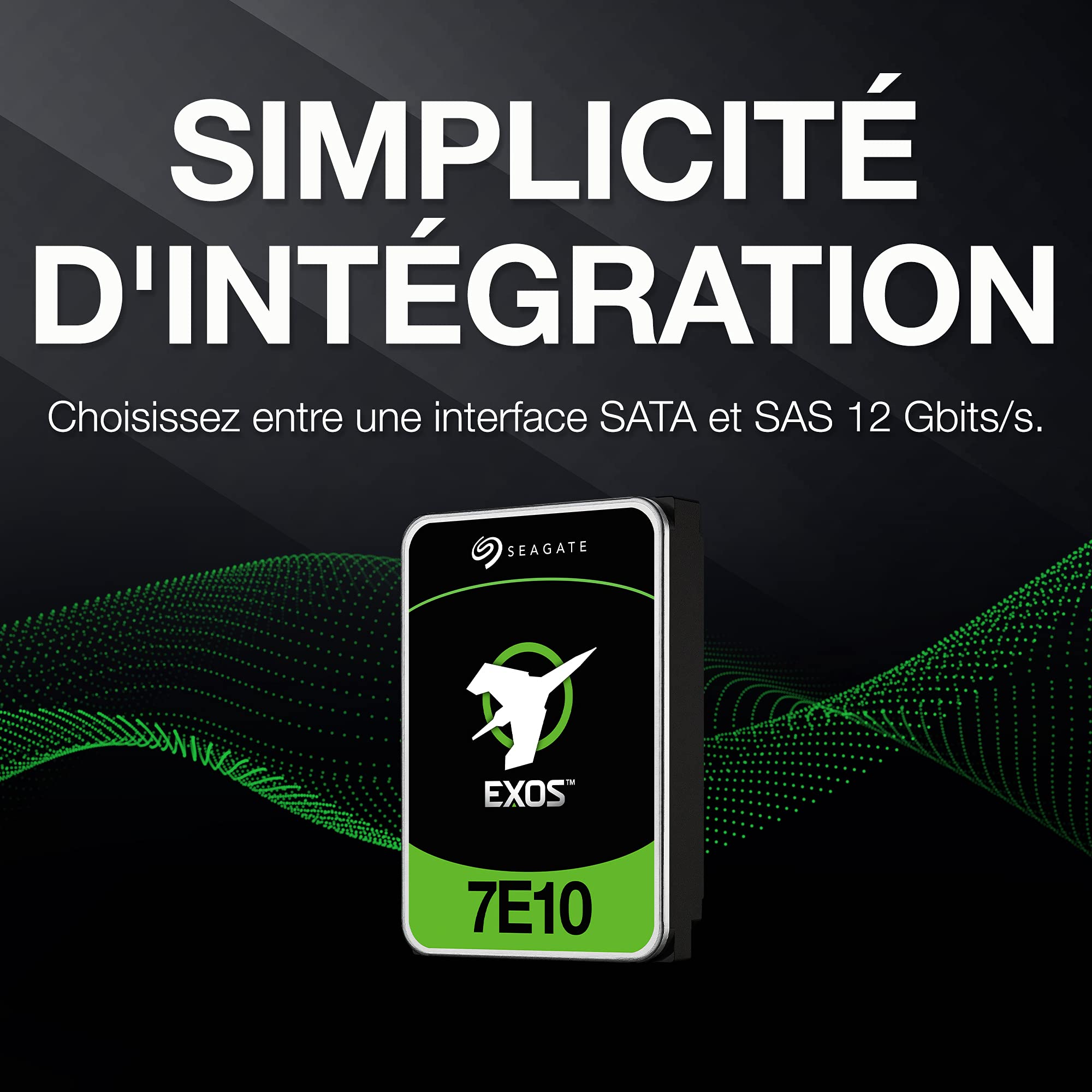 SEAGATE Exos 7E10 SAS 4To 7200tpm 256Mo cache 512e/4KN BLK