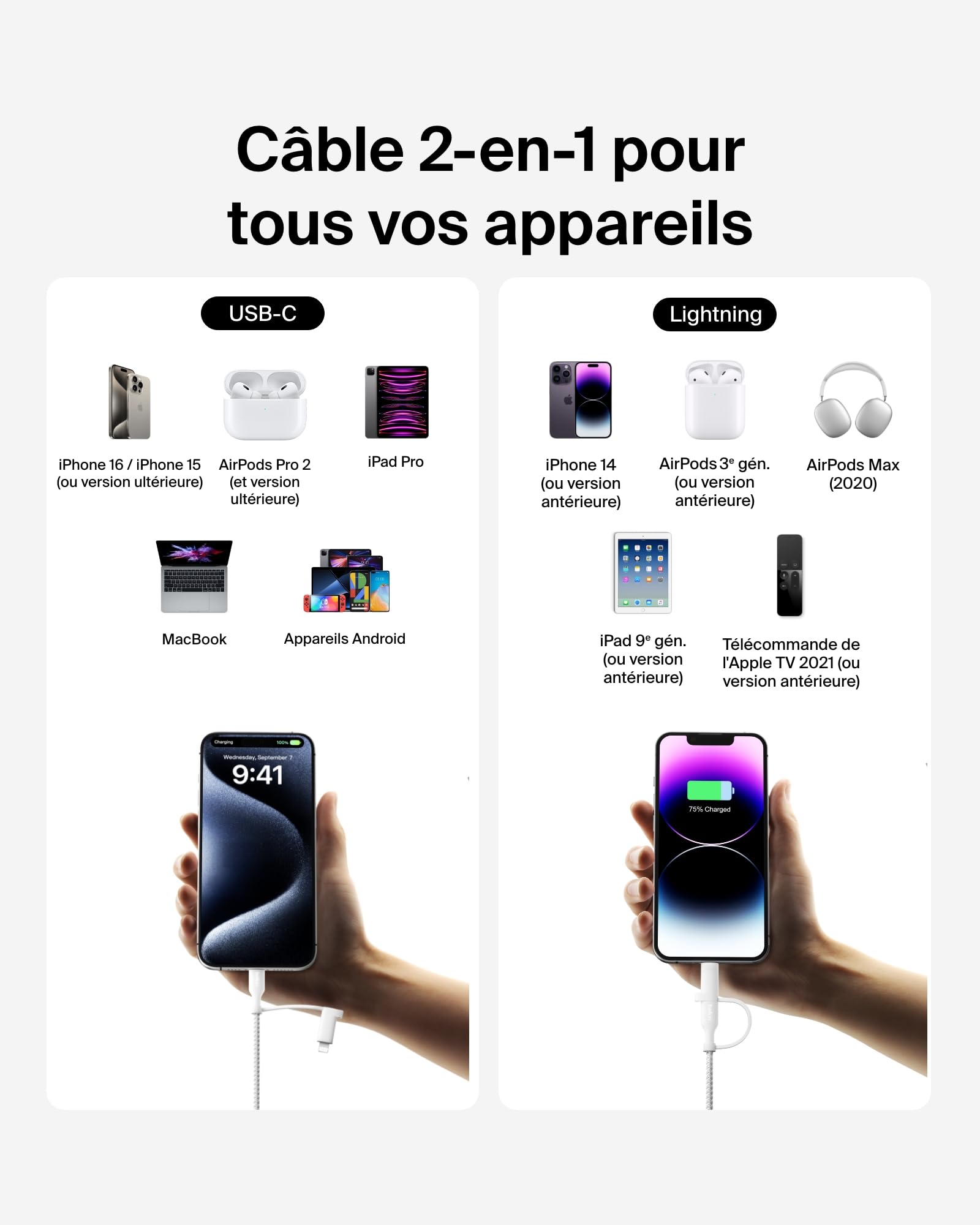 BELKIN 2-in-1 USB-C and LTG cable