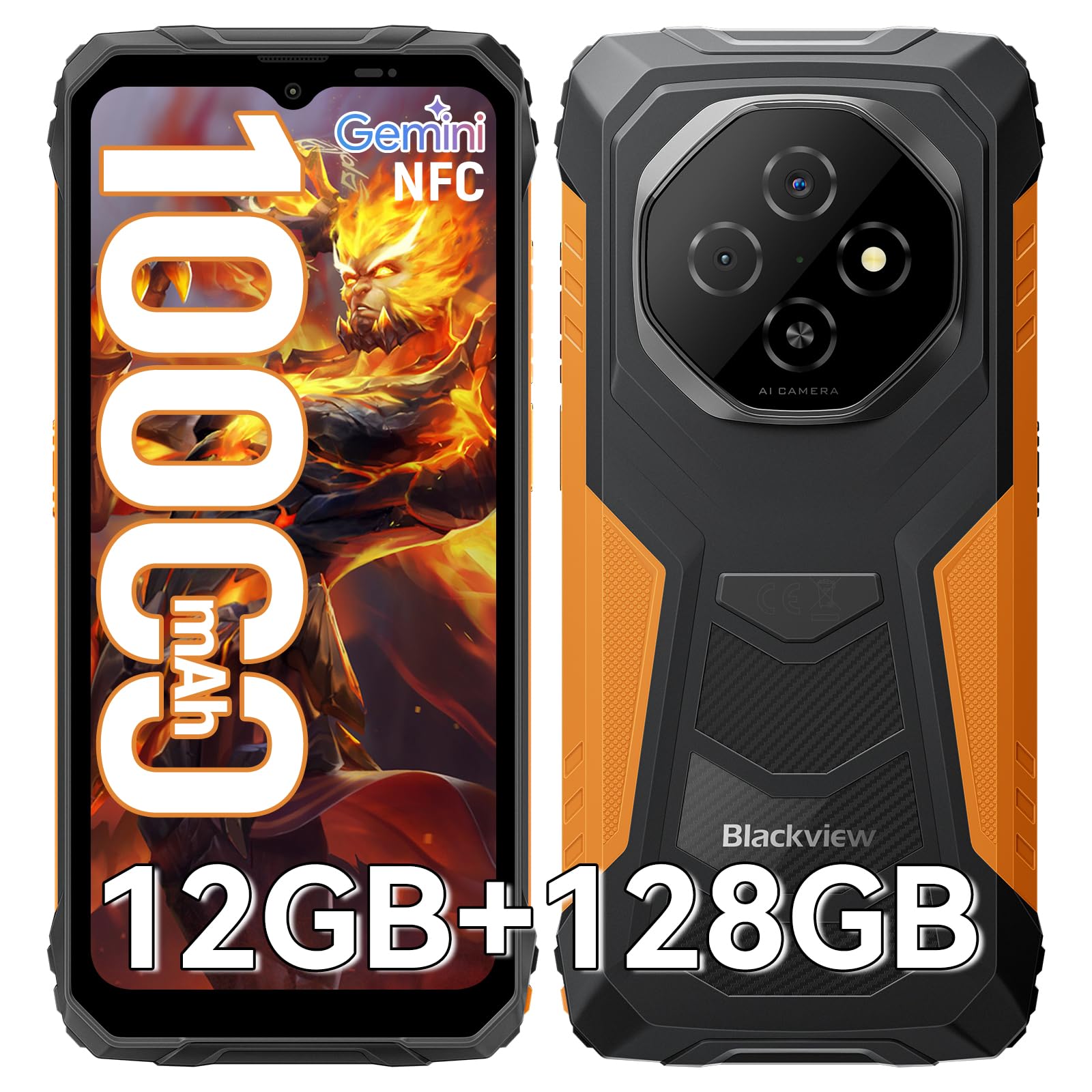 Blackview FORT 1 (6.56'' -  NFC - 128 Go, 4 Go de RAM - 10000mAh) Orange