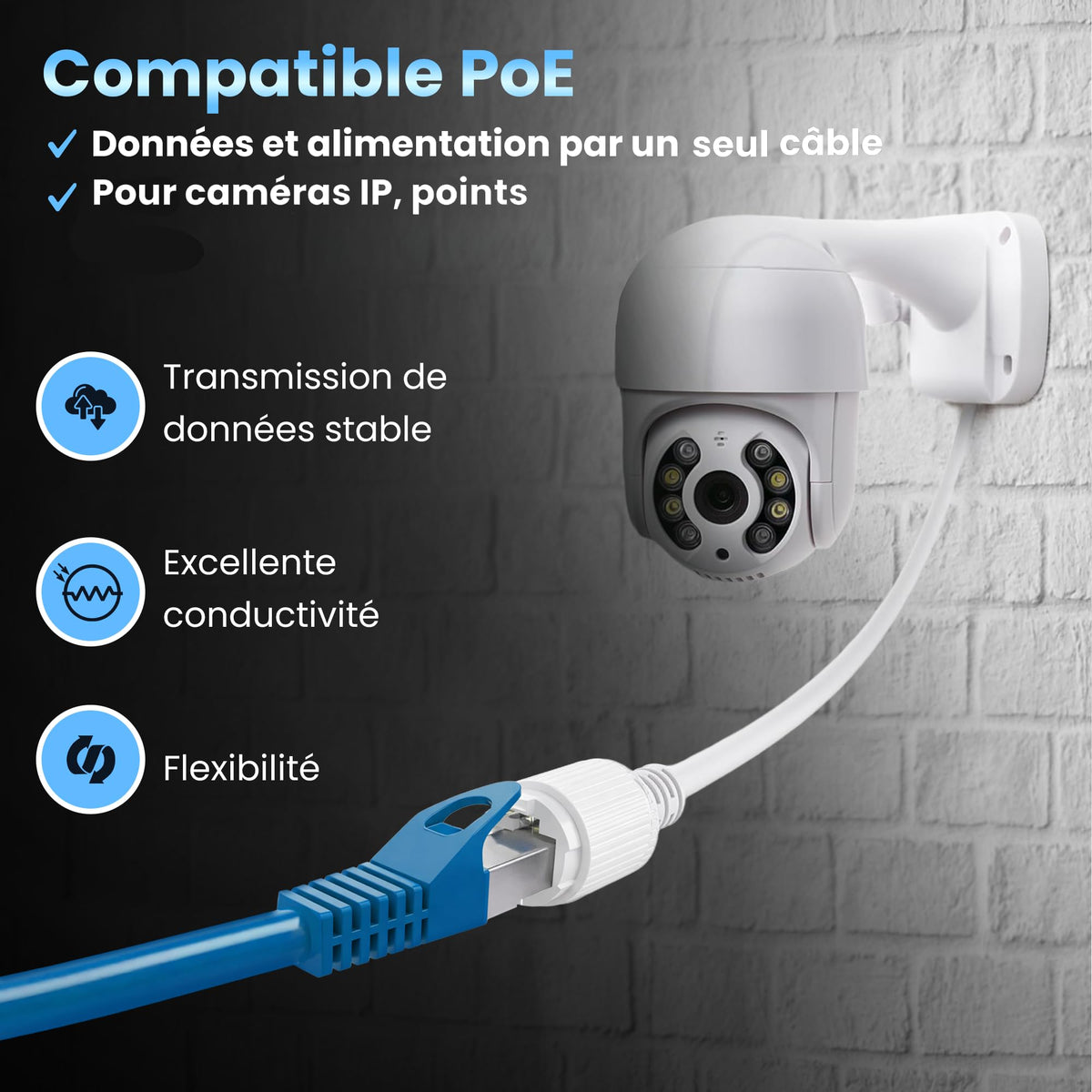 Extralink Cat.8.1 S/FTP 5m 40G Bleu | Câble de ligne | Câble réseau en cuivre