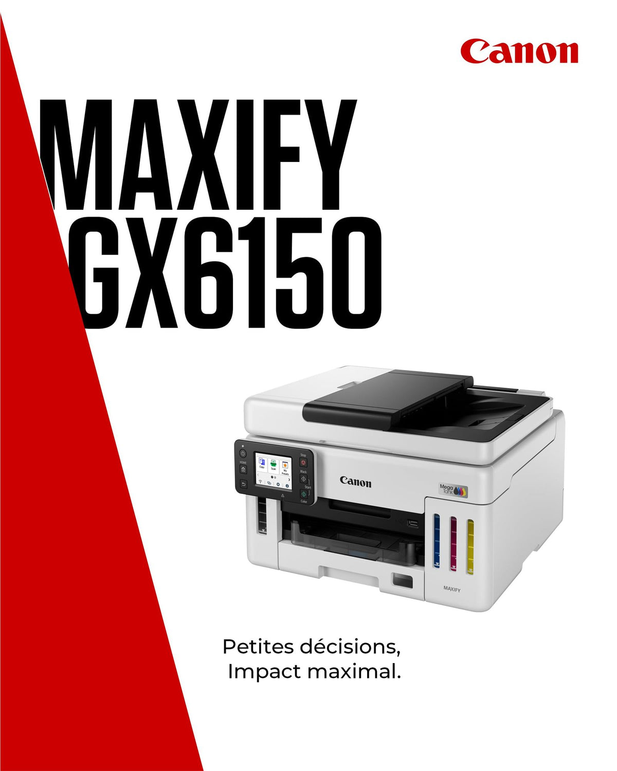 CANON MAXIFY GX6150 MegaTank MFP colour inkjet CISS Legal 216x356mm A4 24ipm Print 350sheets USB Wi-Fi LAN