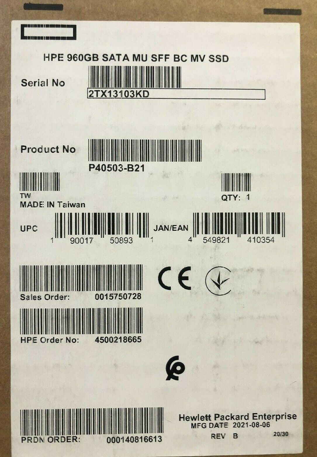 HPE 960GB SATA MU SFF BC MV SSD