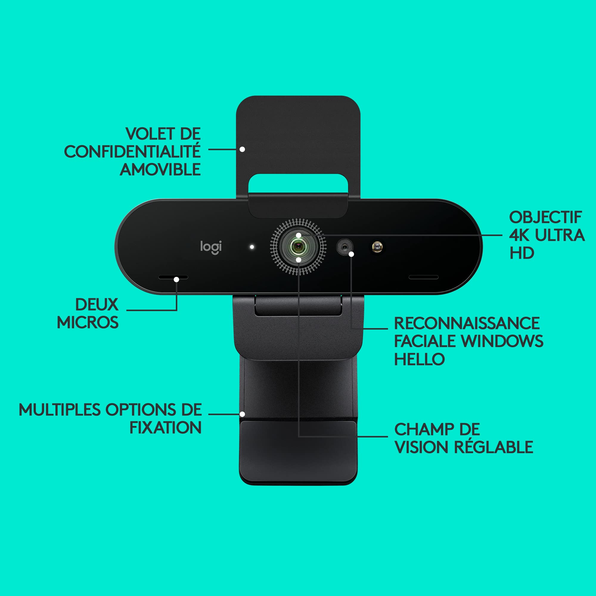 Logitech 960-001194 BRIO Stream Webcam 1080p 60 ips USB 3.0 Noir