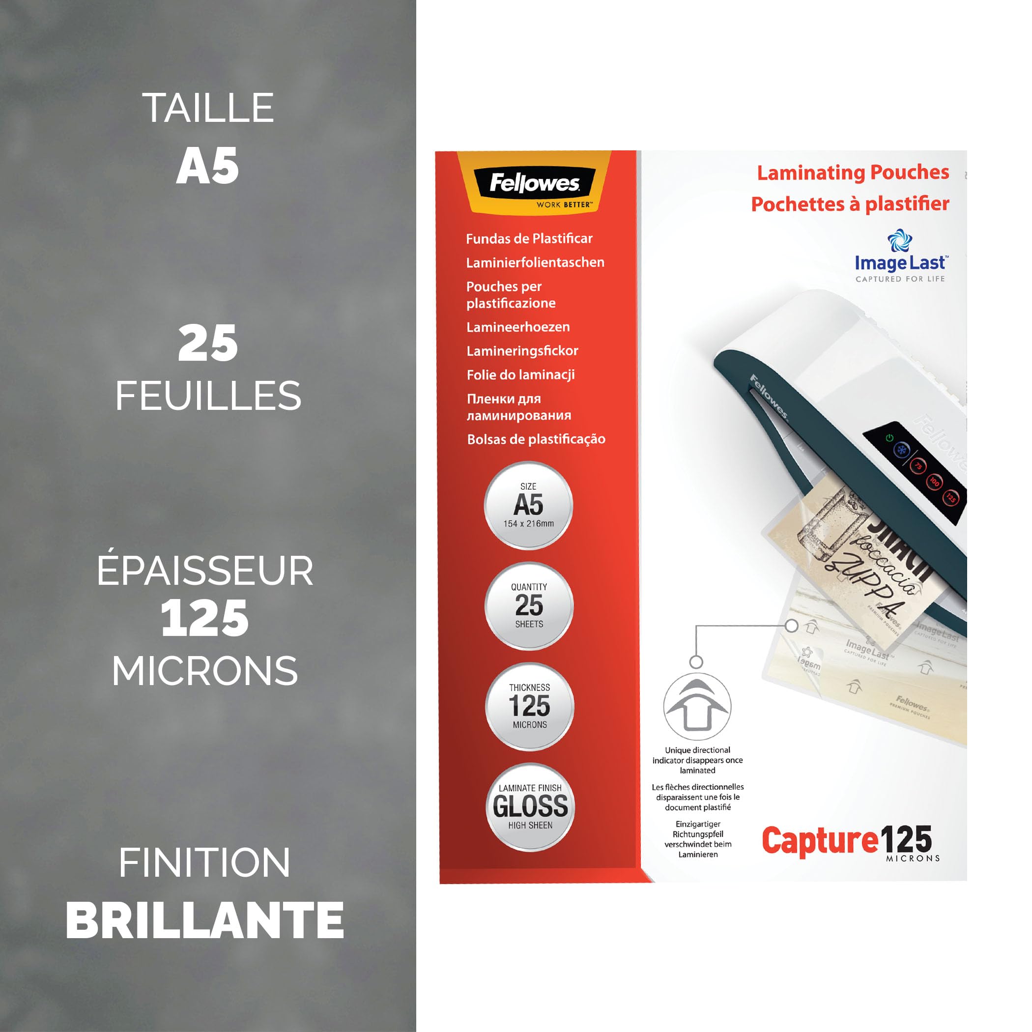 FELLOWES IL LAMINATING POUCH A5 125MC RTL25PK
