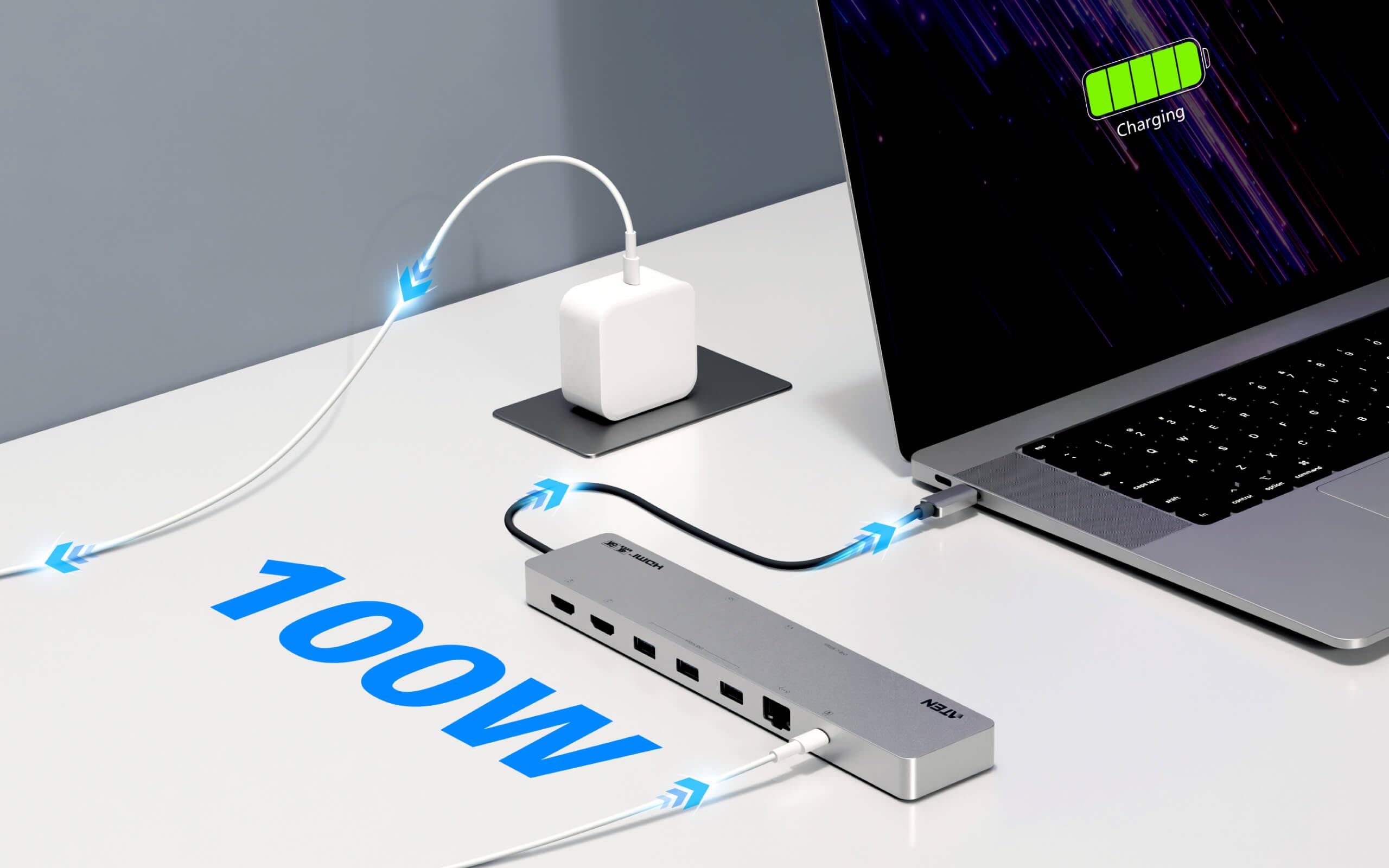 ATEN UH3240 station d accueil USB-C 11 en 1 Dual HDMI PD100W