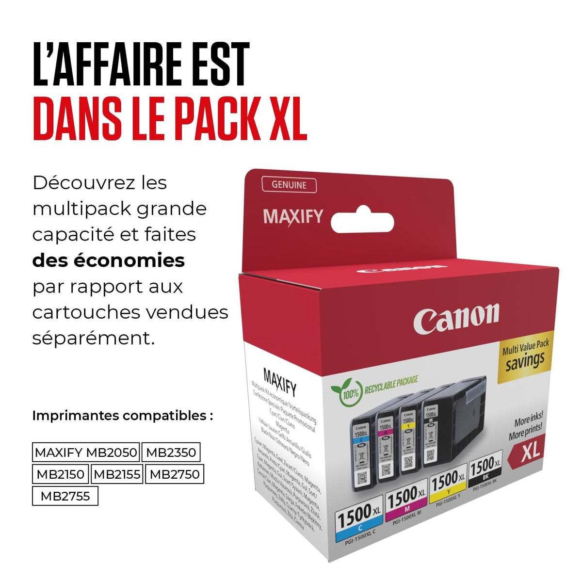 CANON PGI-1500XL Ink Cartridge BK/C/M/Y MULTI