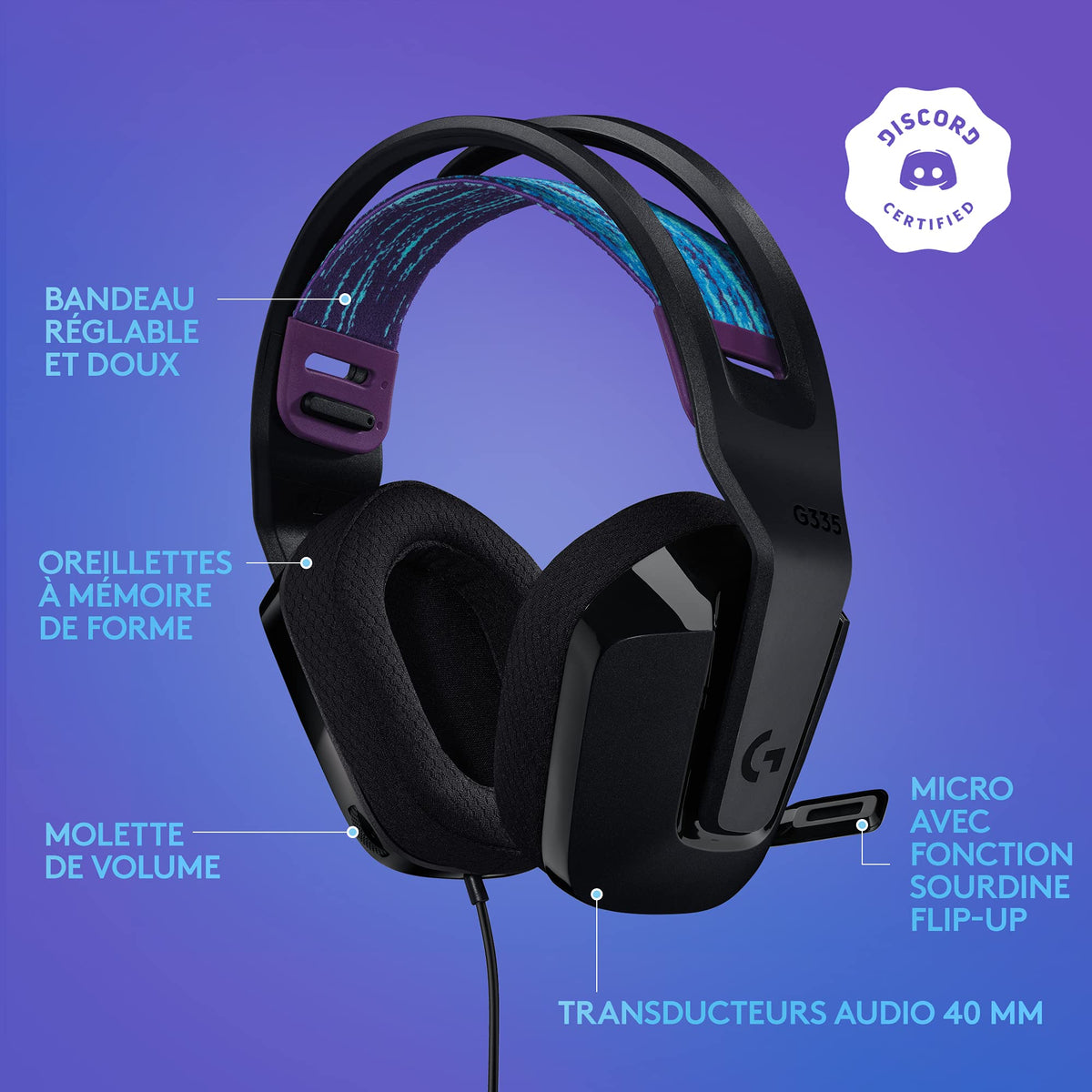 LOGITECH G335 Wired Gaming Headset - BLACK - EMEA