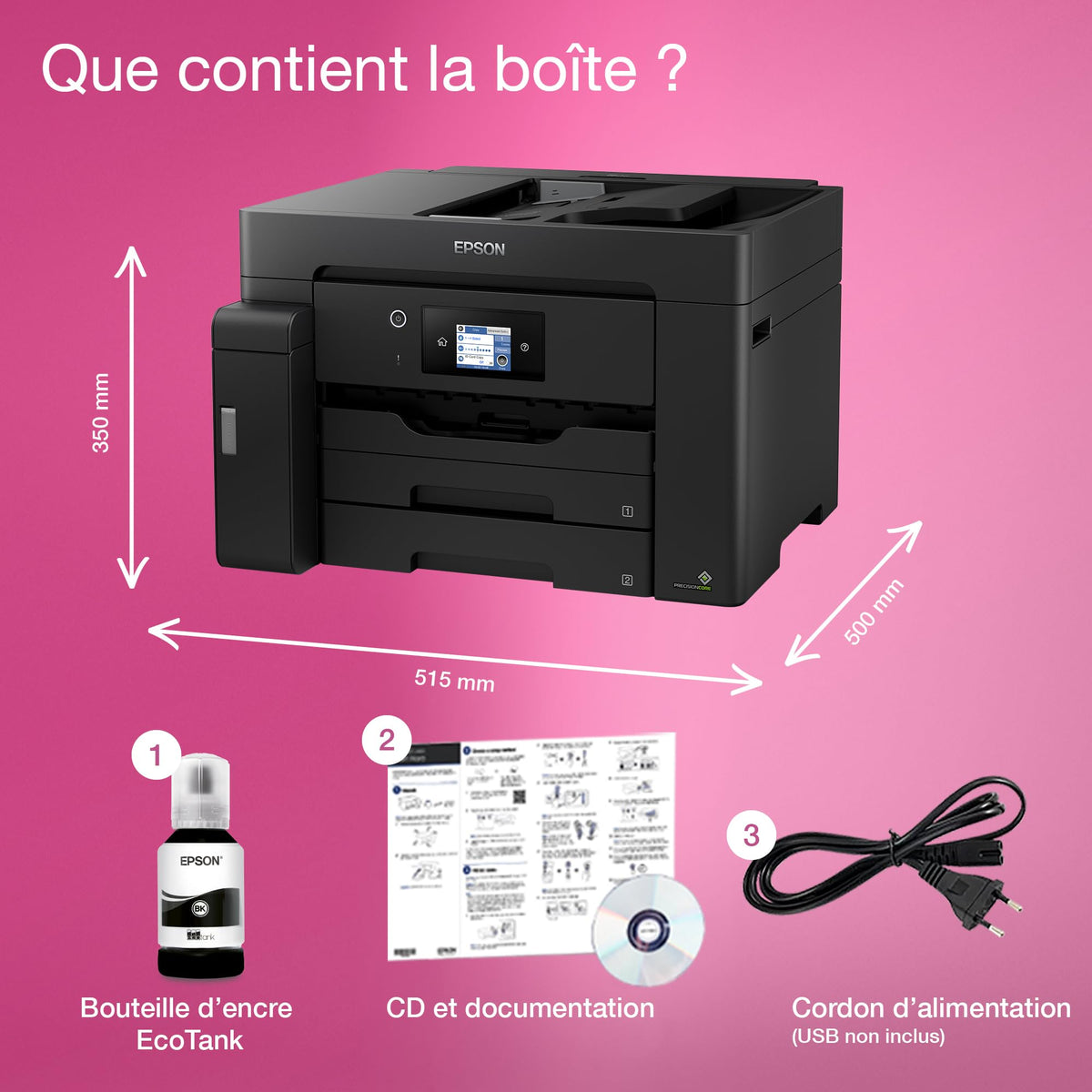 EPSON EcoTank ET-M16600 MFP Mono B/W ink-jet A3 plus 329x483mm A3 25ppm print 550 sheets USB LAN USB host Wi-Fi