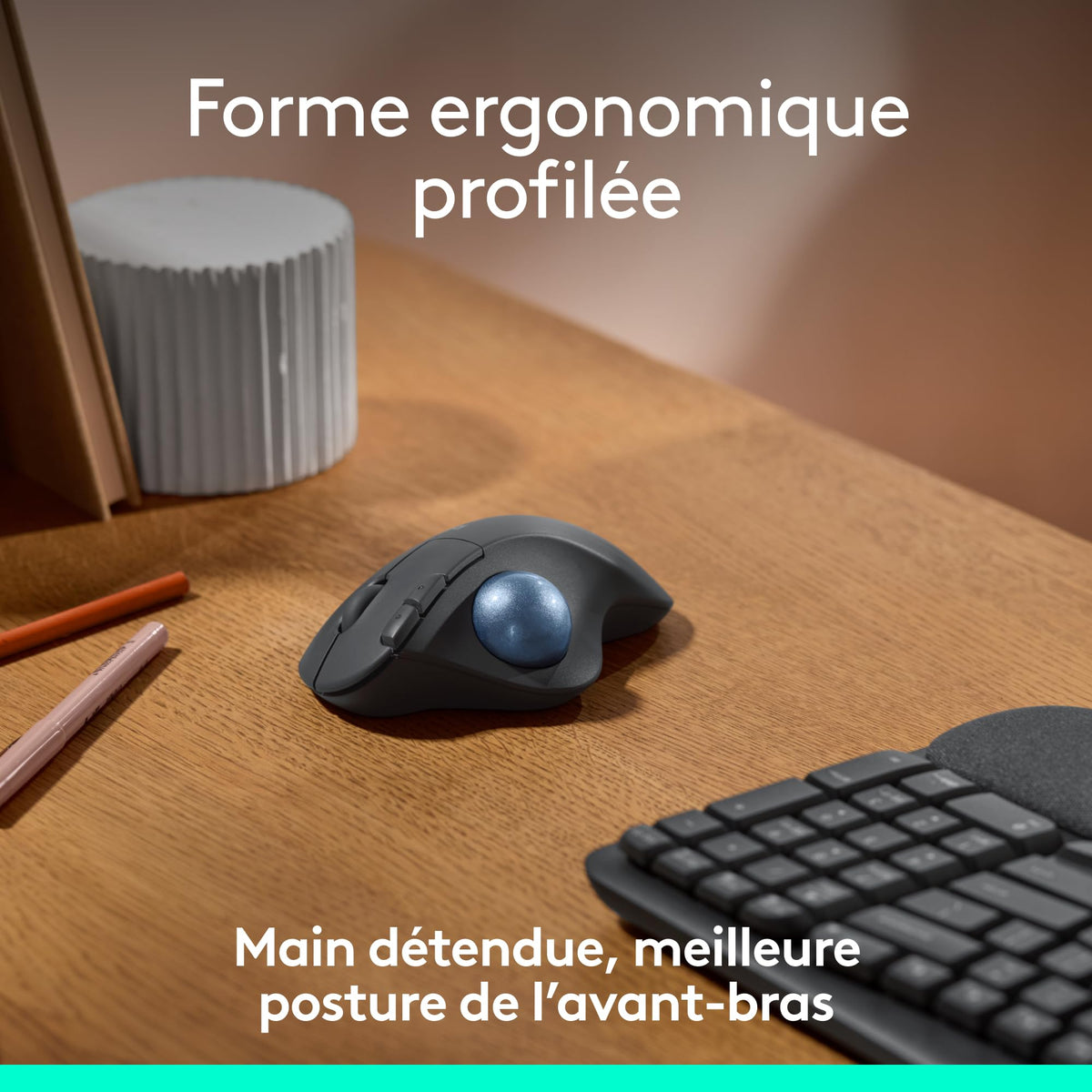 LOGITECH ERGO M575 for Business Trackball right-handed optical 5 buttons wireless Bluetooth Bolt USB receiver graphite