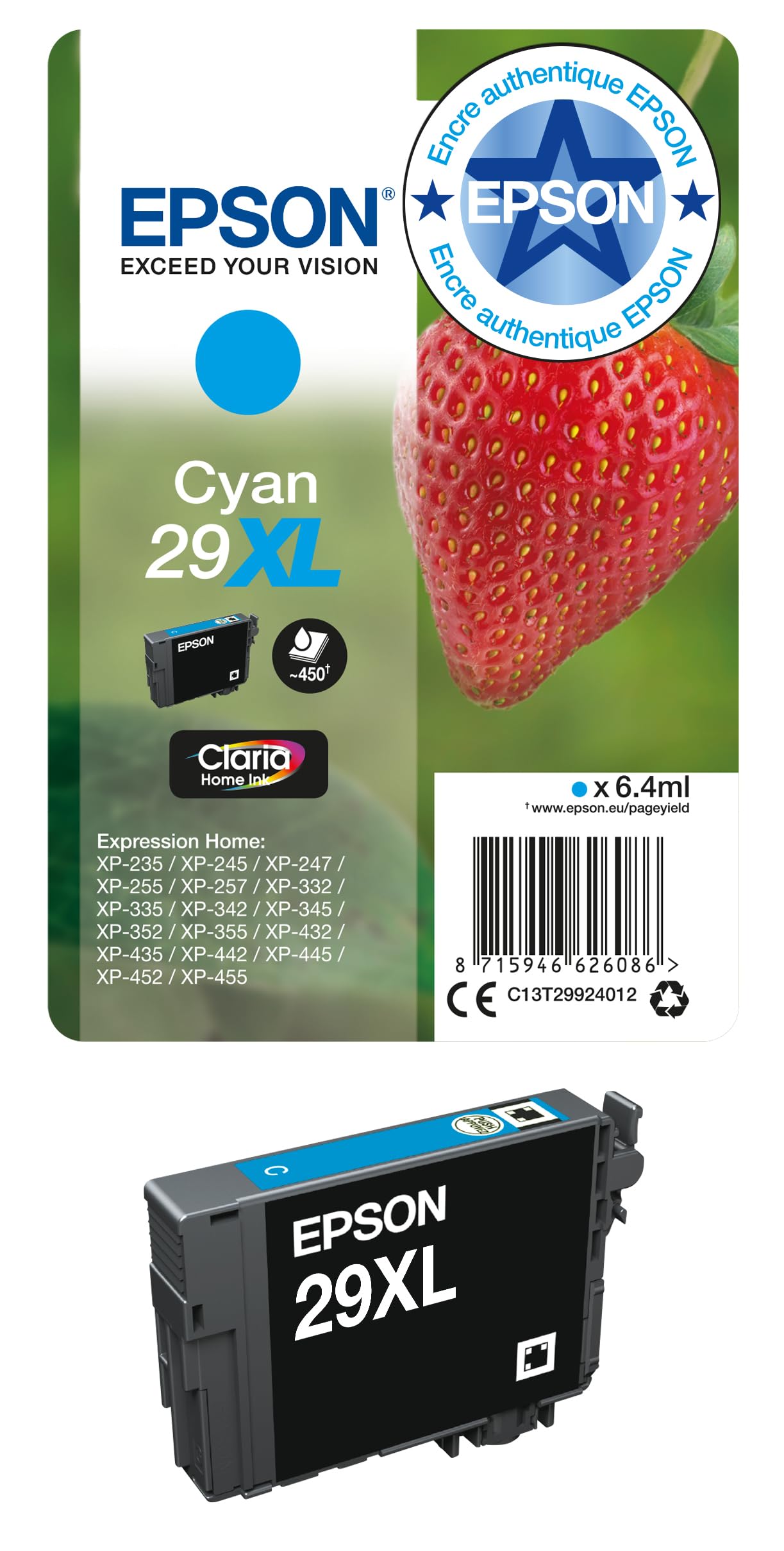 Ink/29XL Strawberry 6.4ml CY