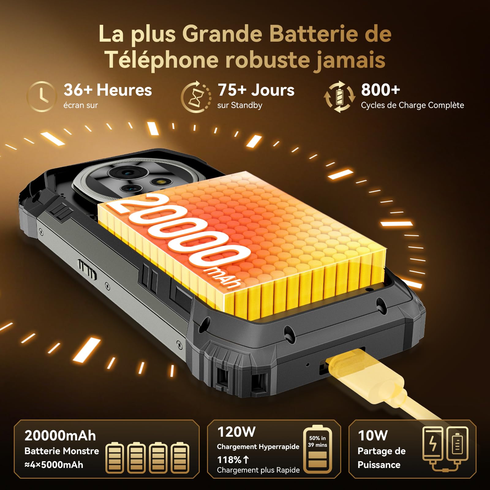 Blackview XPLORE 2 SATELLITE (5G - NFC - Écran 6.73'' - 256 Go, 12 Go RAM - 20 000 mAh) Noir