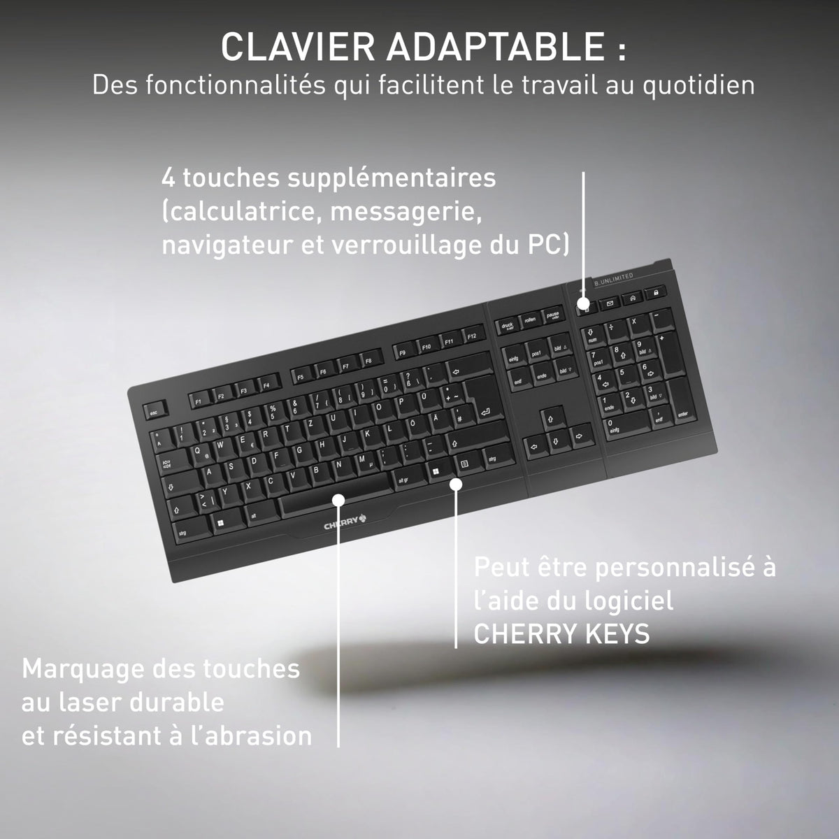 CHERRY Pack clavier & souris B.Unlimited 3.0 Sans fil noir