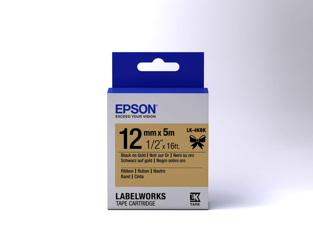 EPSON Ruban LK-4KBK - Satin - Noir sur Or 12/5
