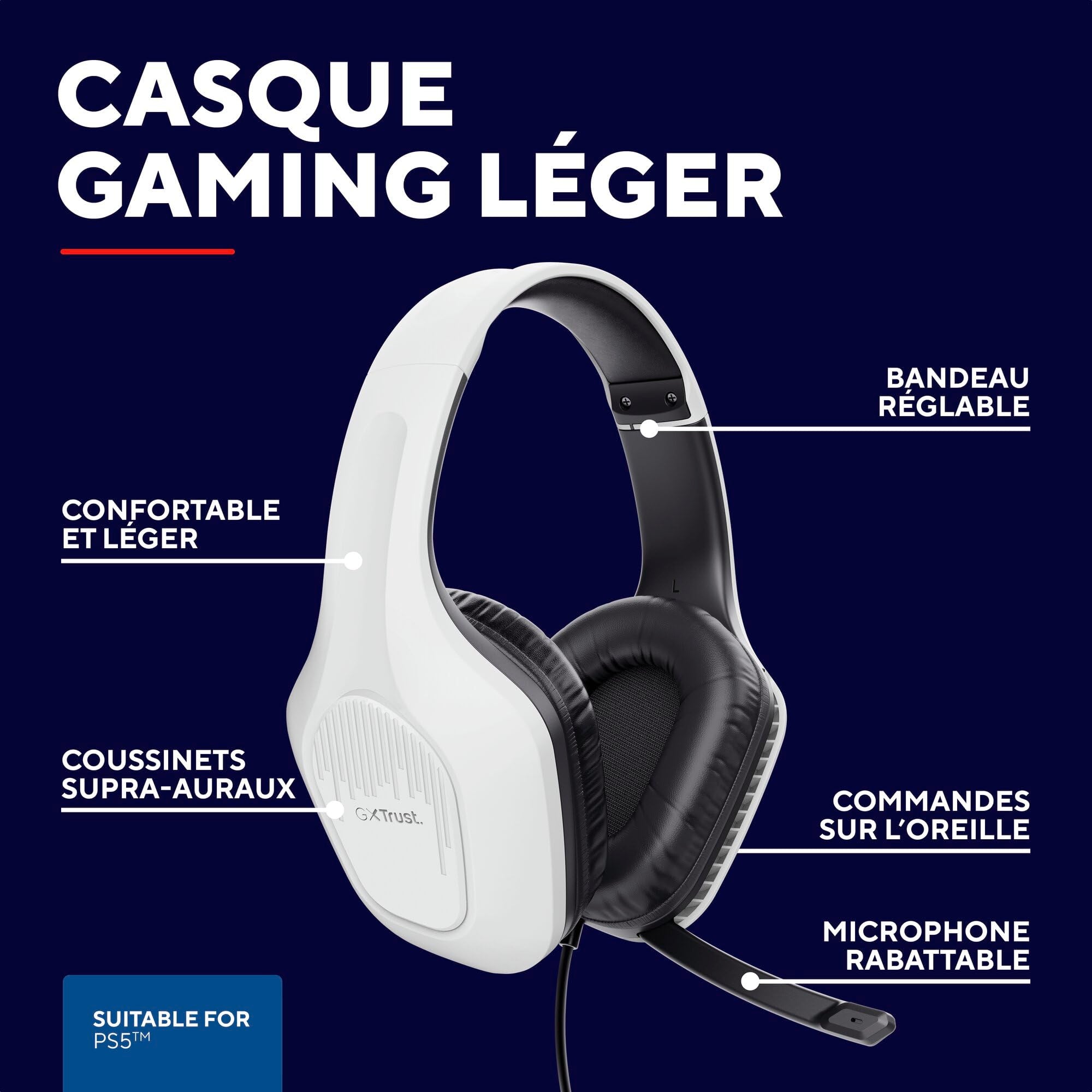TRUST  Casque gaming ZIROX pour PS5/PS4 - White