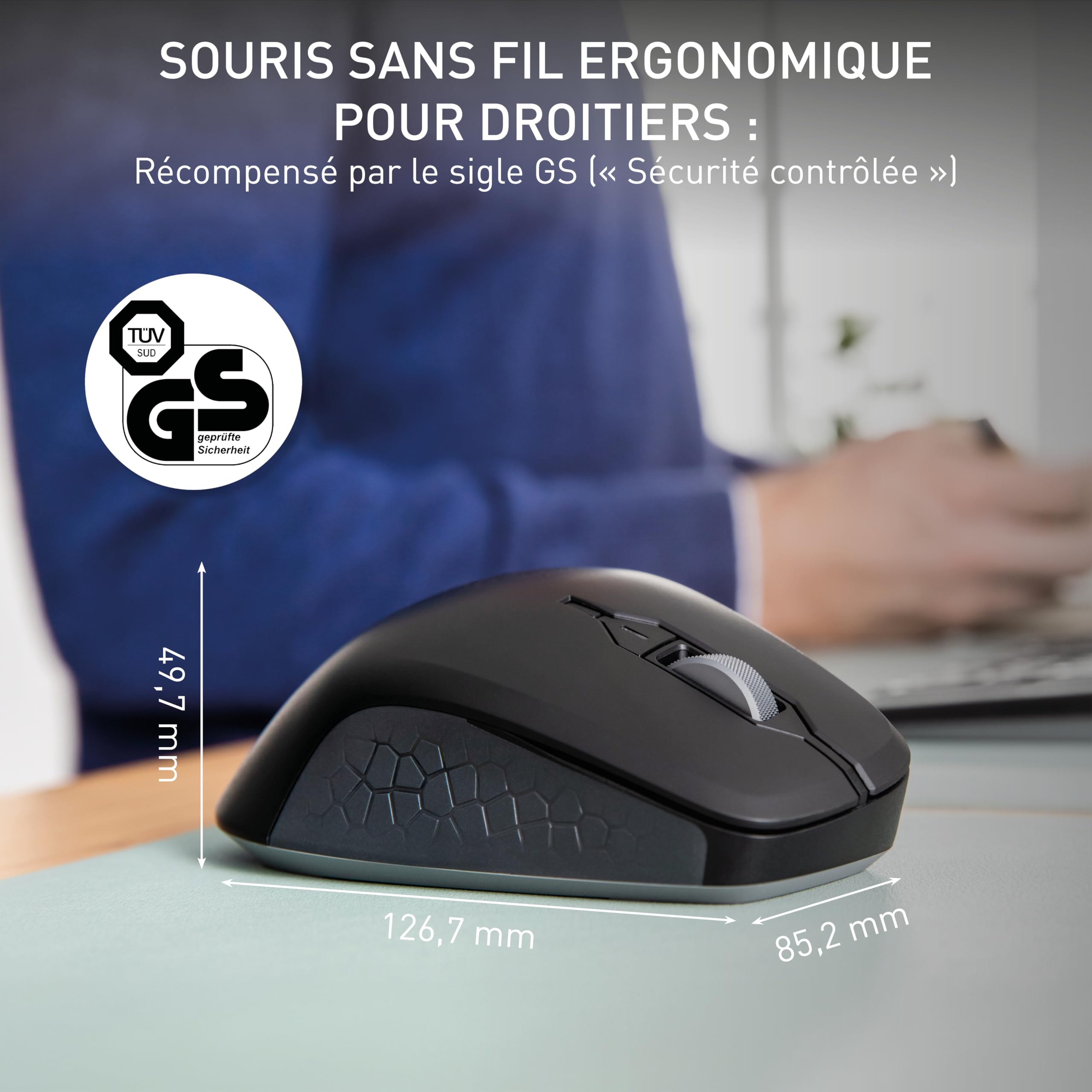 CHERRY Souris STREAM COMFORT sans fil noire
