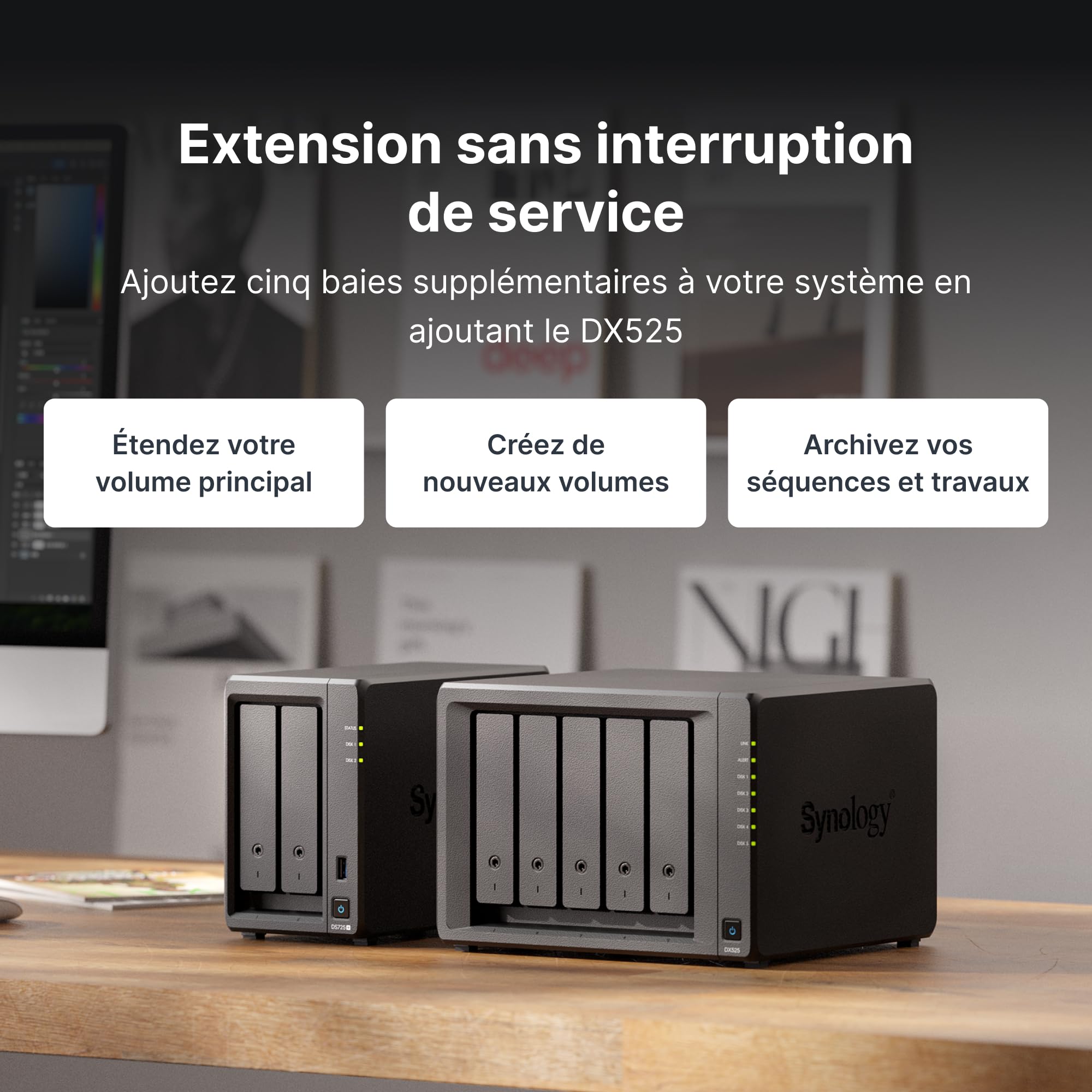 SYNOLOGY DS1525+ Desktop 5-BAY AMD Ryzen Embedded R1600 DUAL CORE 8Go RAM up to 32Go