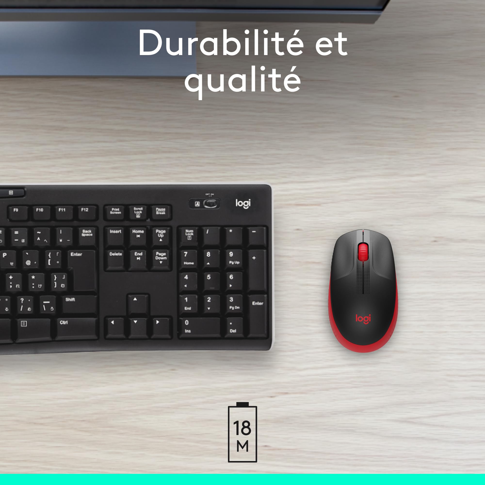 LOGITECH M190 Mouse optical 3 buttons wireless USB wireless receiver red