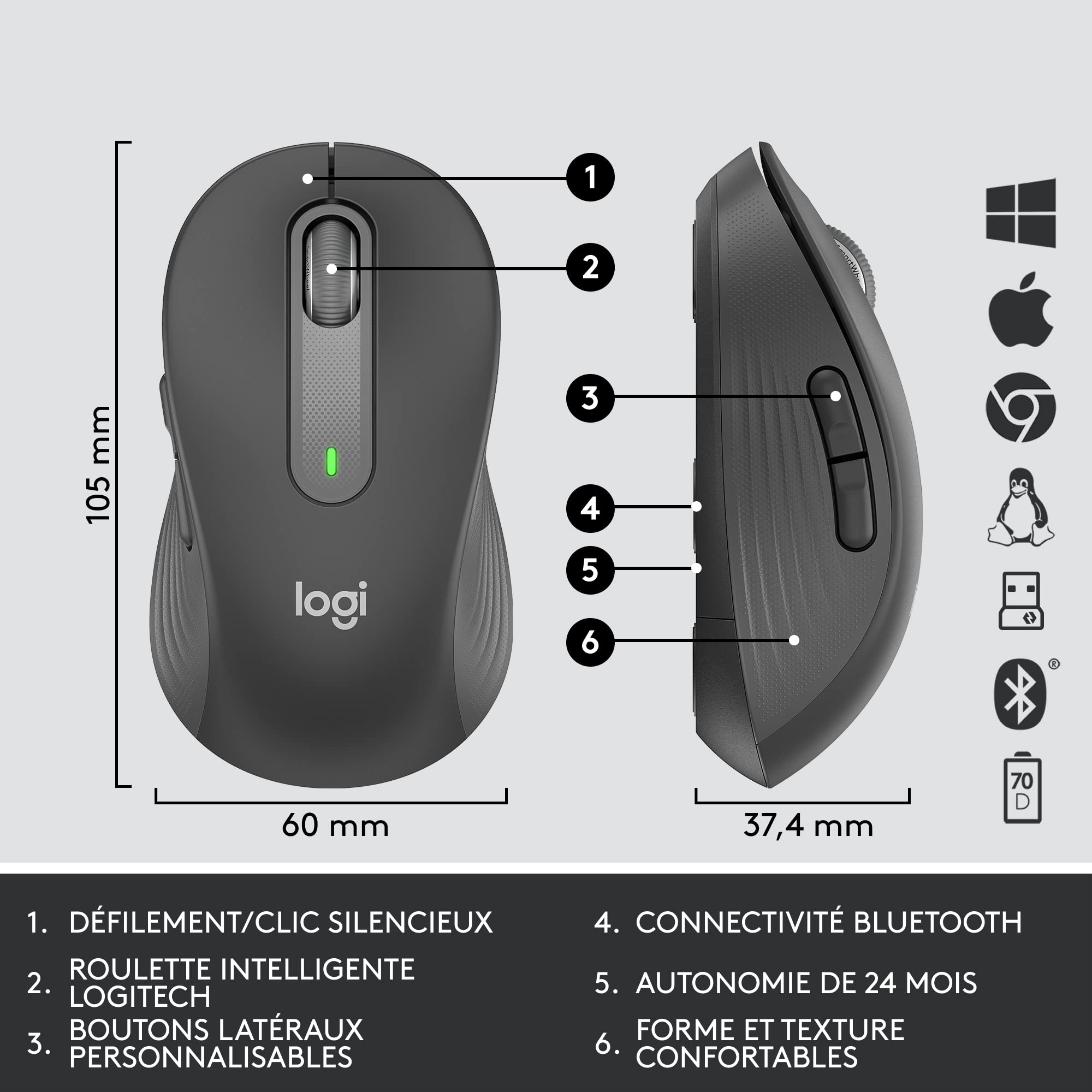LOGITECH Signature MK650 Combo for Business - GRAPHITE - (FRA) - CENTRAL