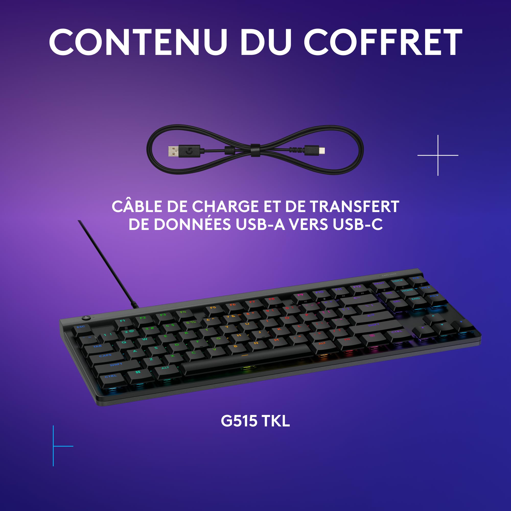 LOGITECH G515 TKL Wired Gaming Keyboard Black (FR)