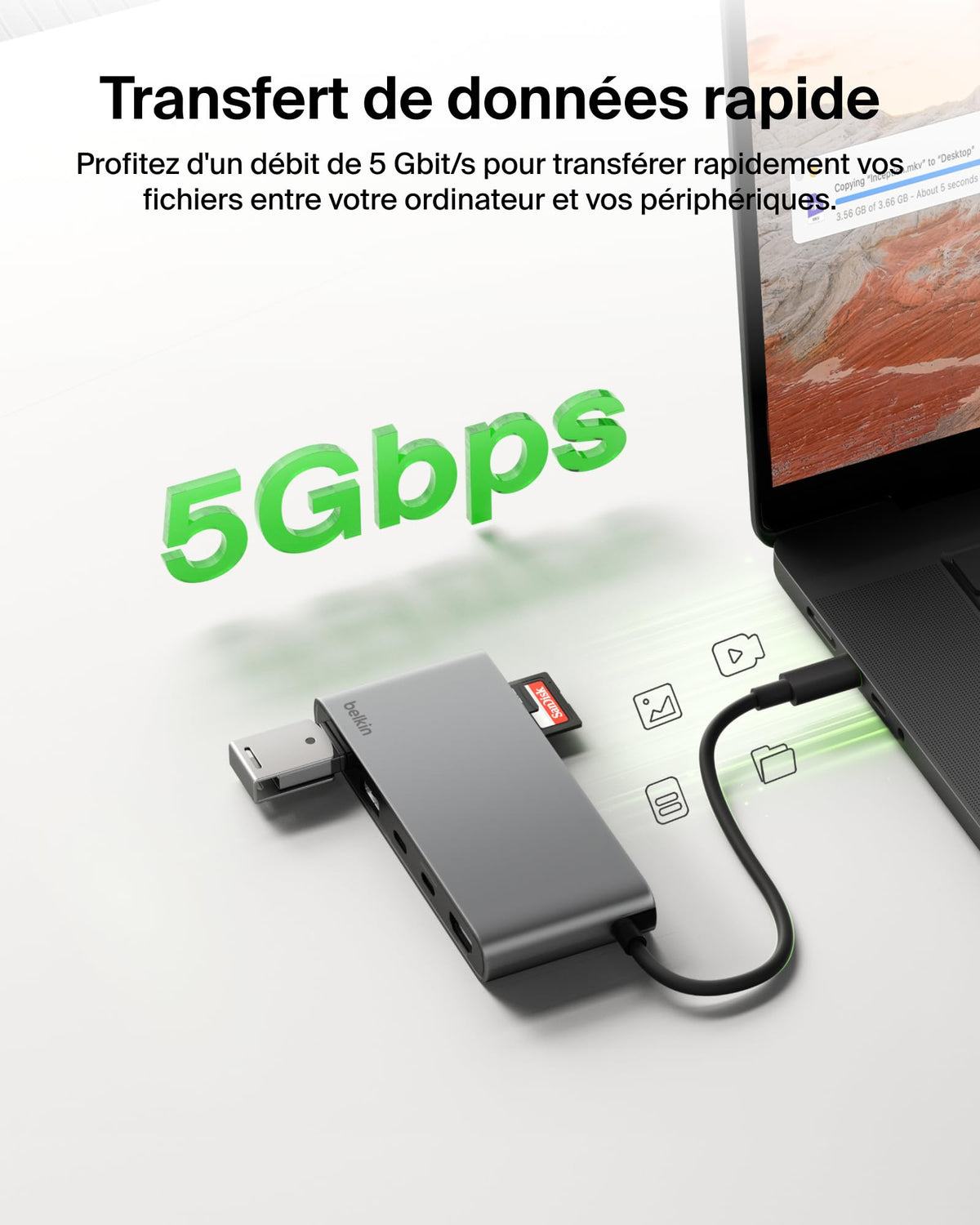 BELKIN Connect 7-in-1 USB-C Hub with Dual USB-C Ports - Silver