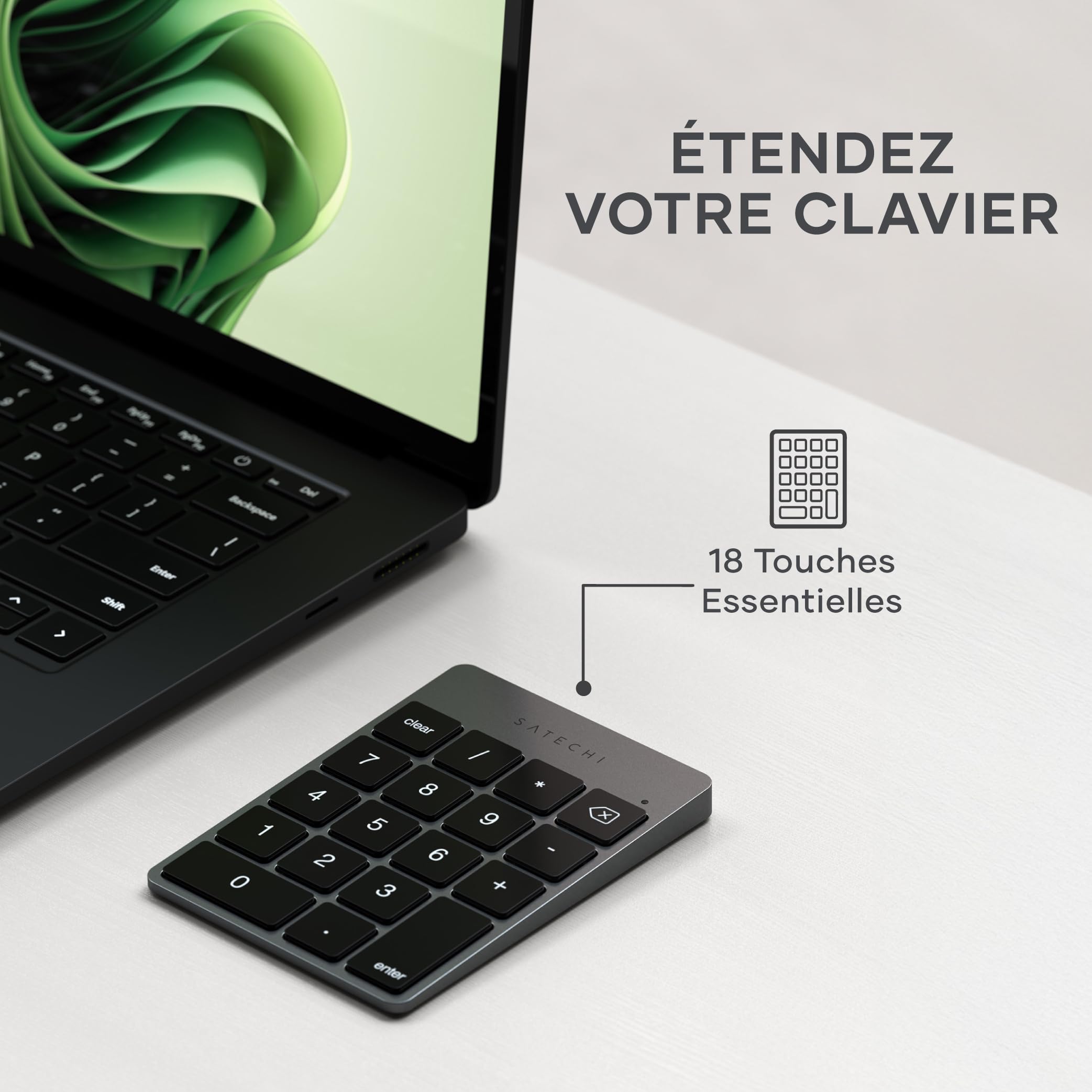 ALUMINUM RECHARGEABLE BT KEYPAD SPACE GR