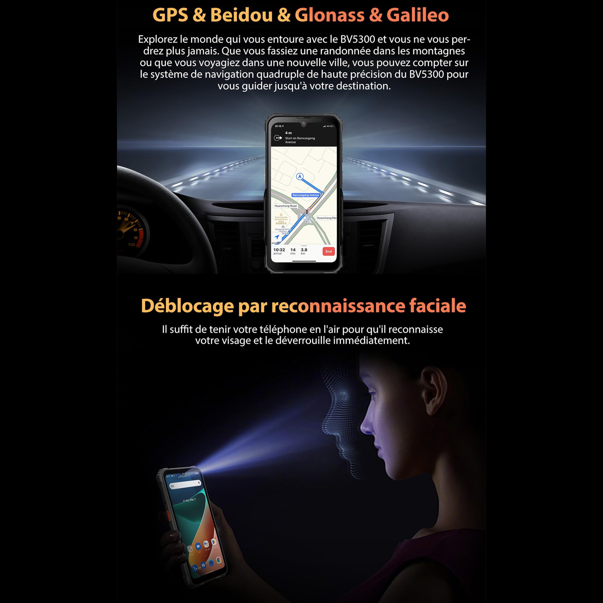 Blackview BV5300 Pro (Double Sim - Ecran de 6.1'' - 64 Go, 4 Go RAM) Noir