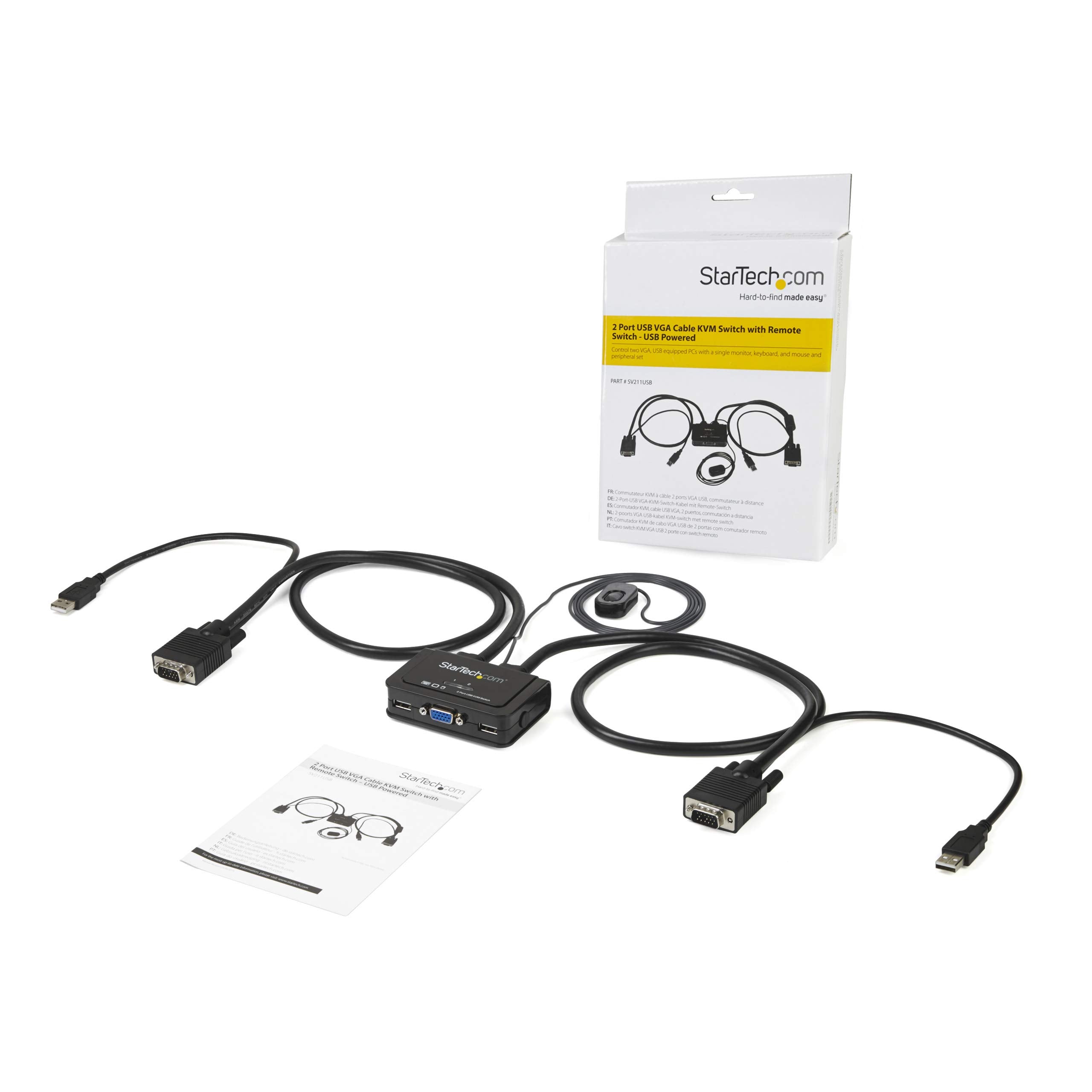2 Port USB VGA Cable KVM Switch