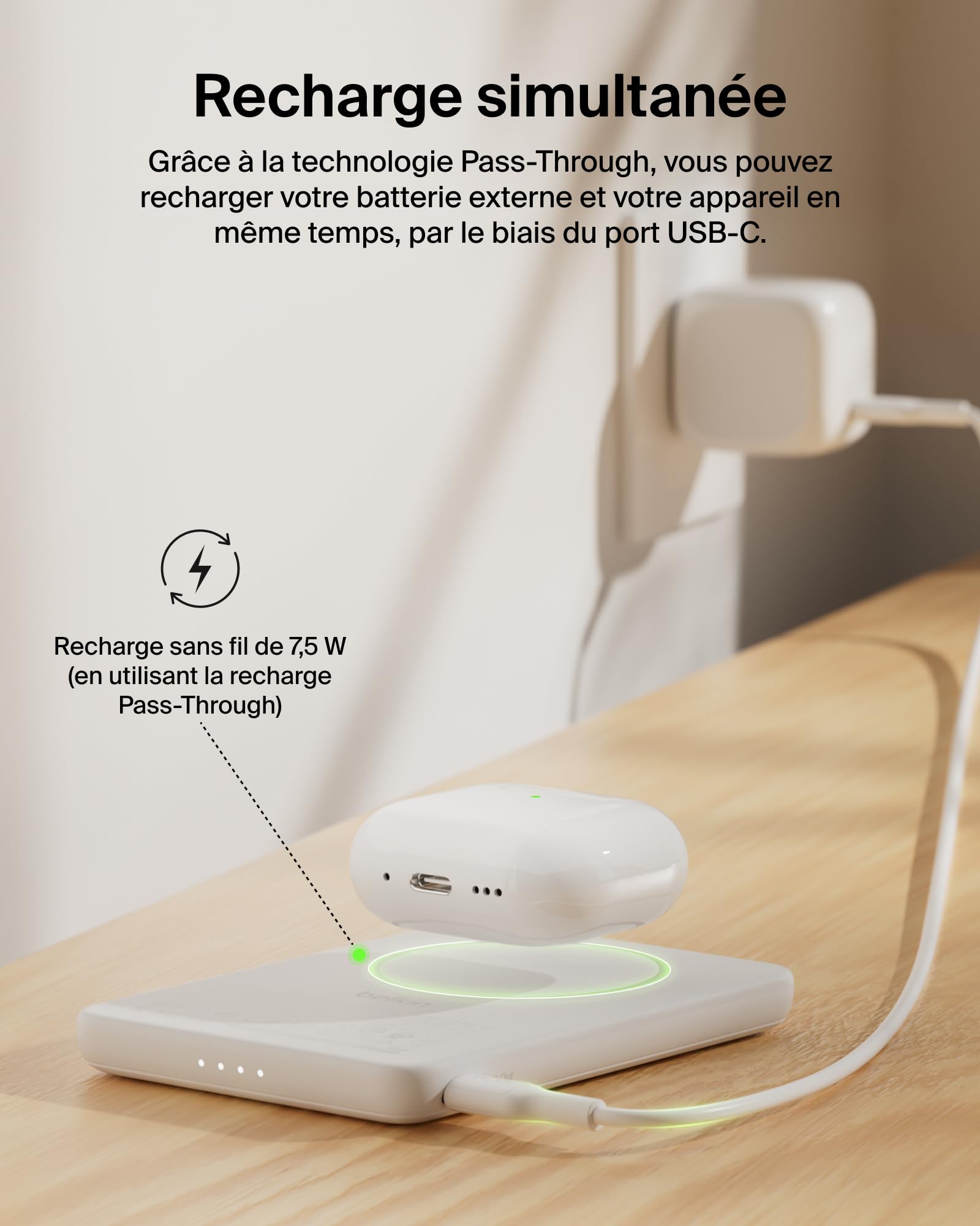 BELKIN BoostCharge Slim 5k Magnetic 7.5w White