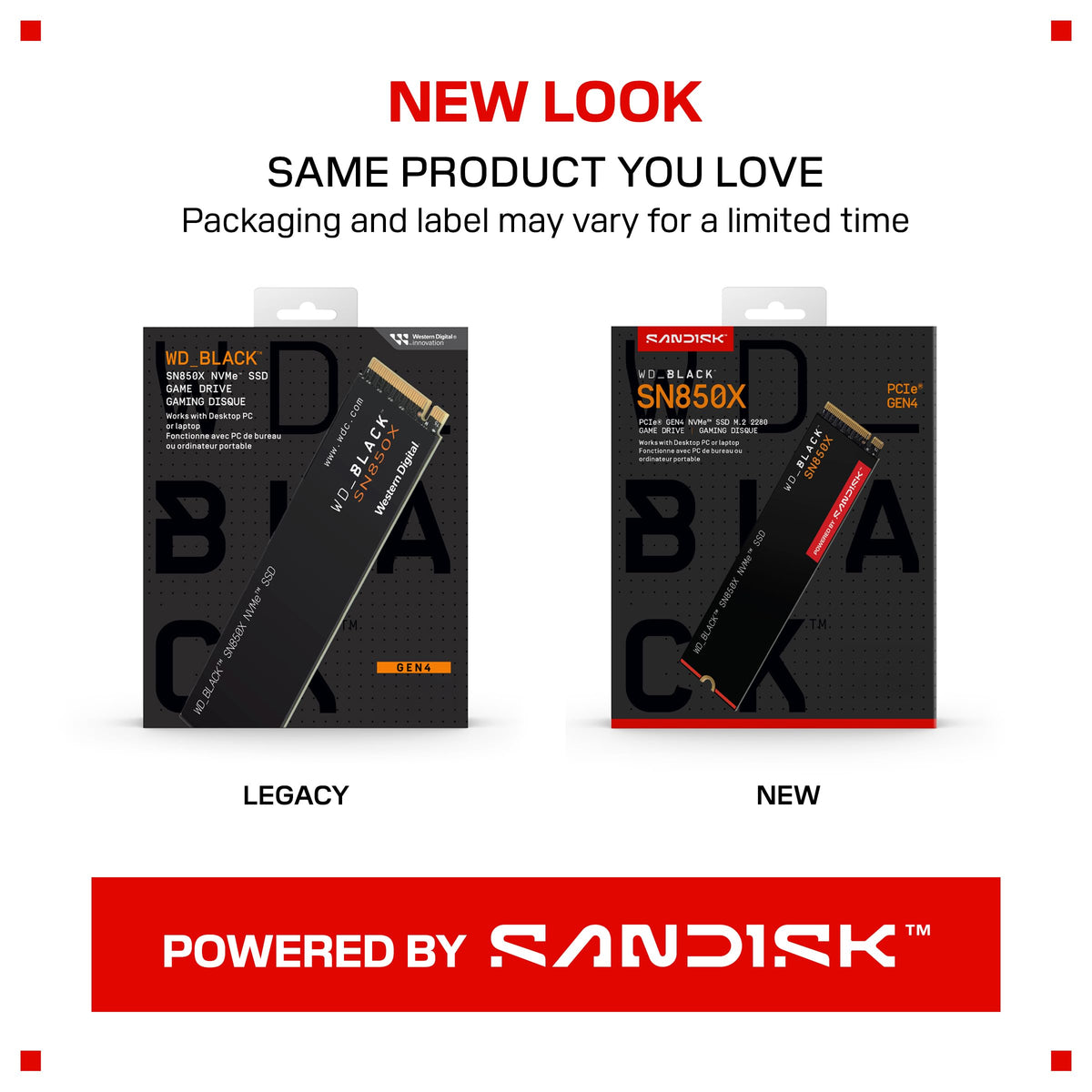 WD Black 1To SN850X NVMe SSD Supremely Fast PCIe Gen4 x4 M.2 internal single-packed POWERED BY SANDISK