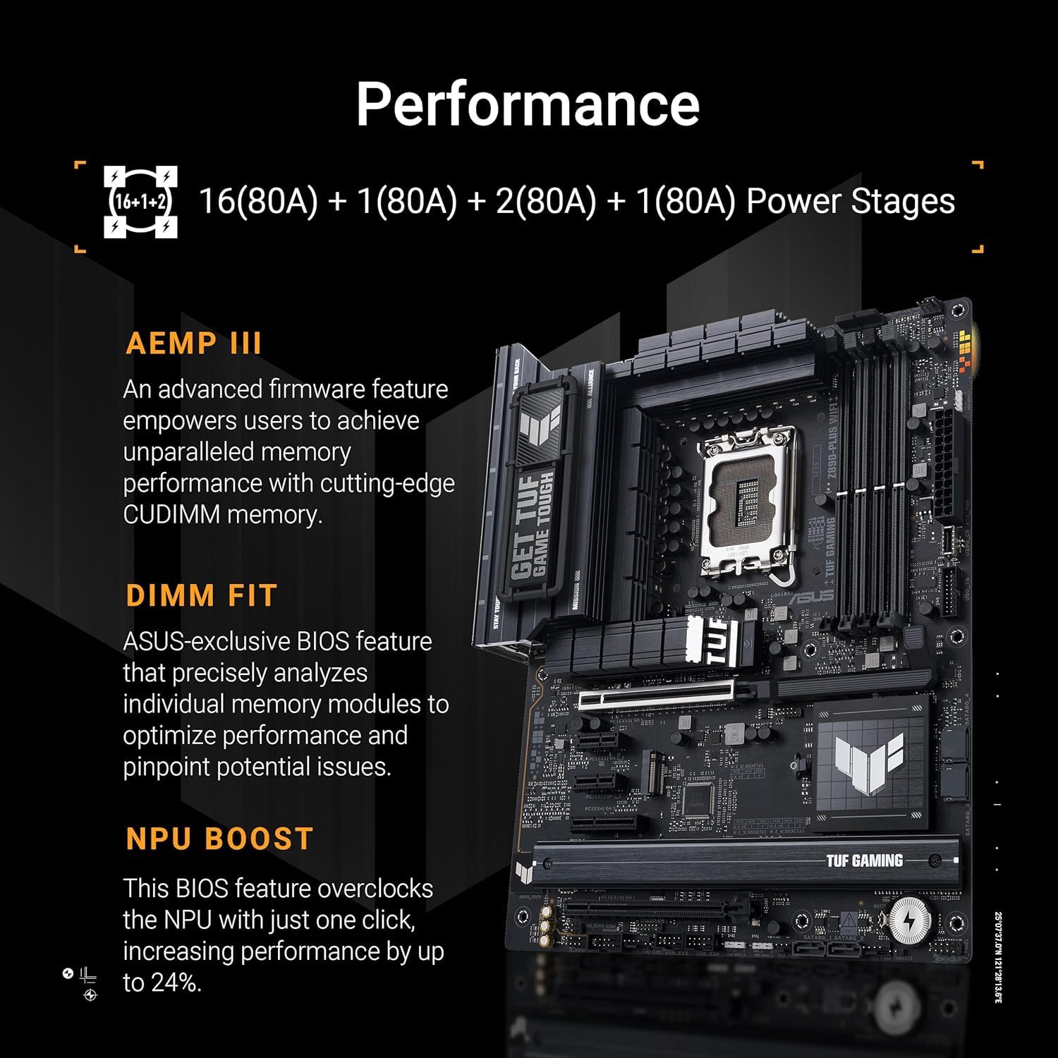ASUS TUF GAMING Z890-PLUS WIFI LGA1851 DDR5 ATX MB