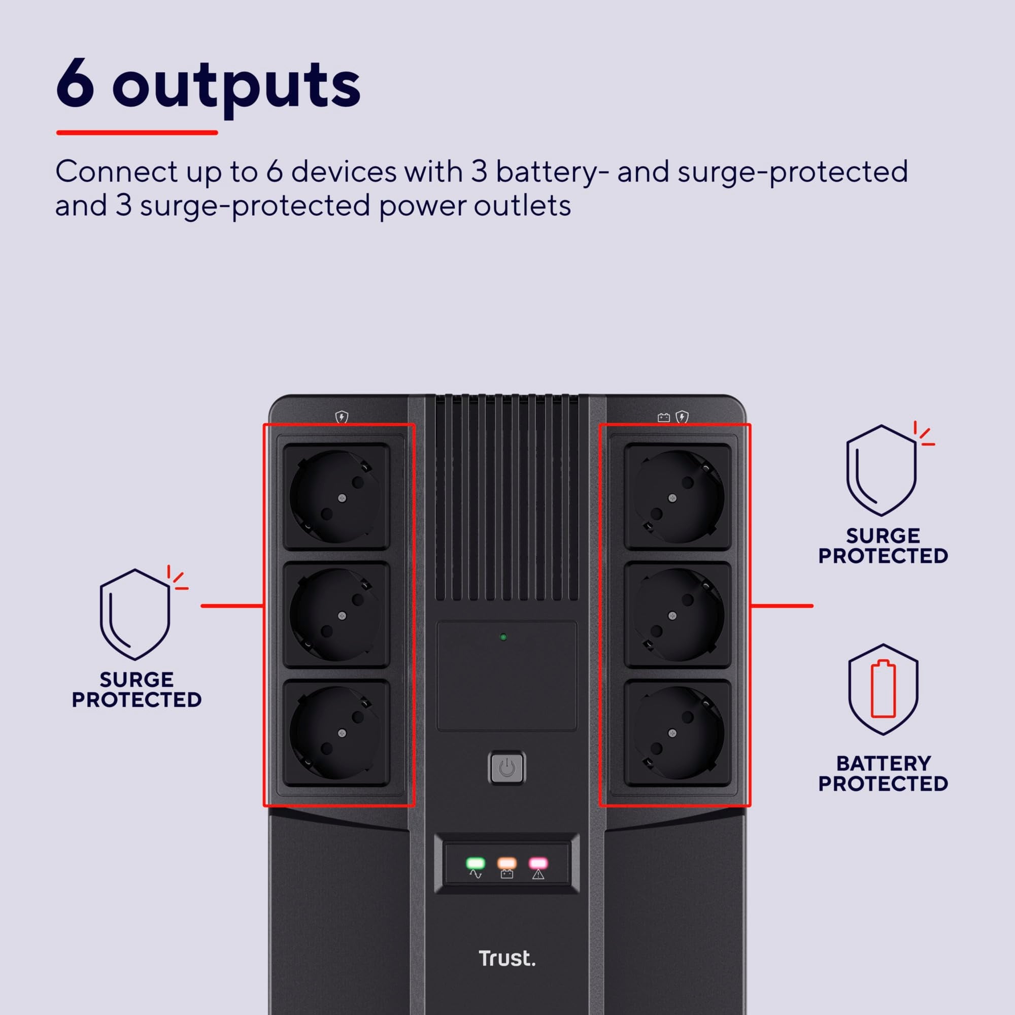 TRUST Onduleur MAXXON 800 VA avec 6 prises