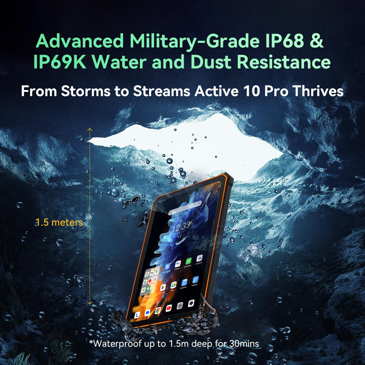 Blackview Active 10 Pro (Tablette Robuste 5G - Ecran 10.95''  - 256 Go, 12 Go RAM - 30 000 mAh) Noir
