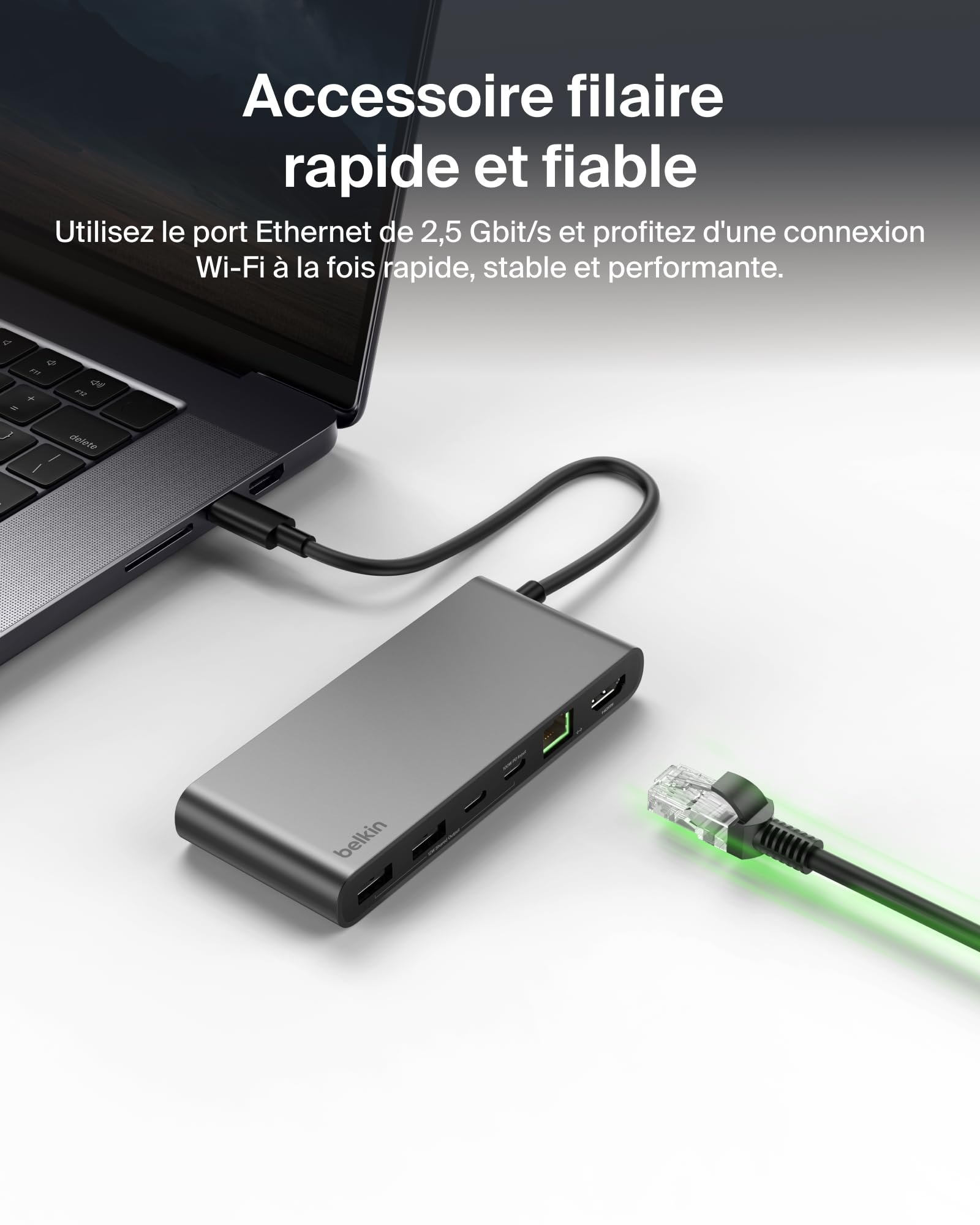 BELKIN Connect 8-in-1 USB-C Hub with Dual USB-C Ports - Silver