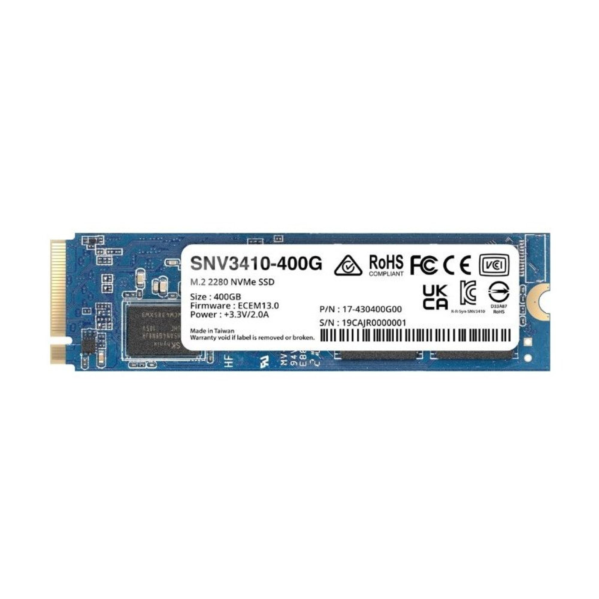 SYNOLOGY SNV3410 400Go M.2 NVMe SSD PCIe 3.0 x4 3000Mo/s read 750Mo/s write