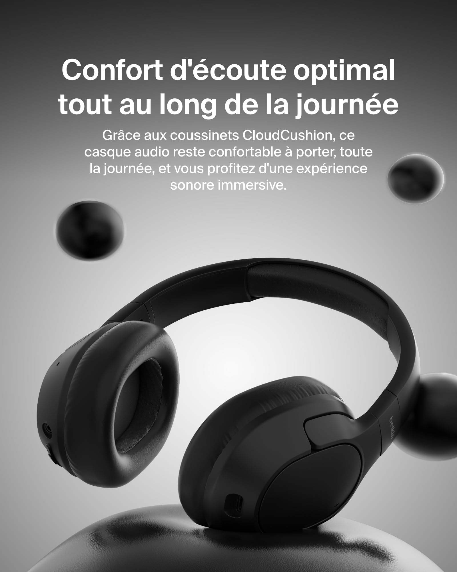 BELKIN SOUNDFORM ISOLATE NOISE CANCELLING HEADPHONES BLACK