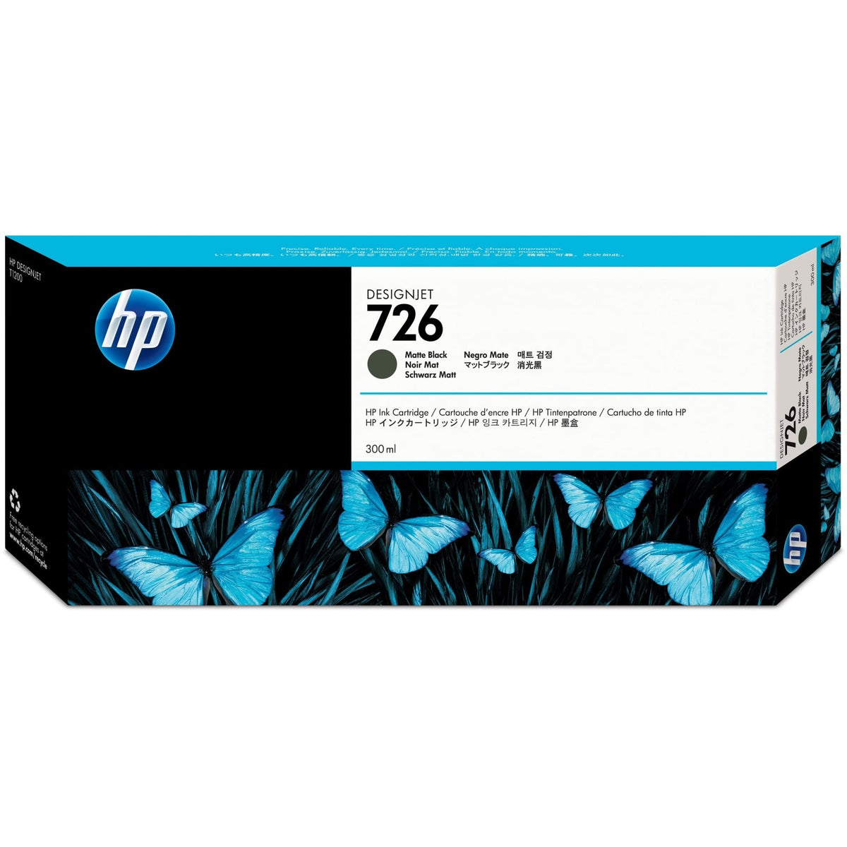 HP 726 original Ink cartridge CH575A matte black standard capacity 300ml 1-pack with Vivera Ink cartridge