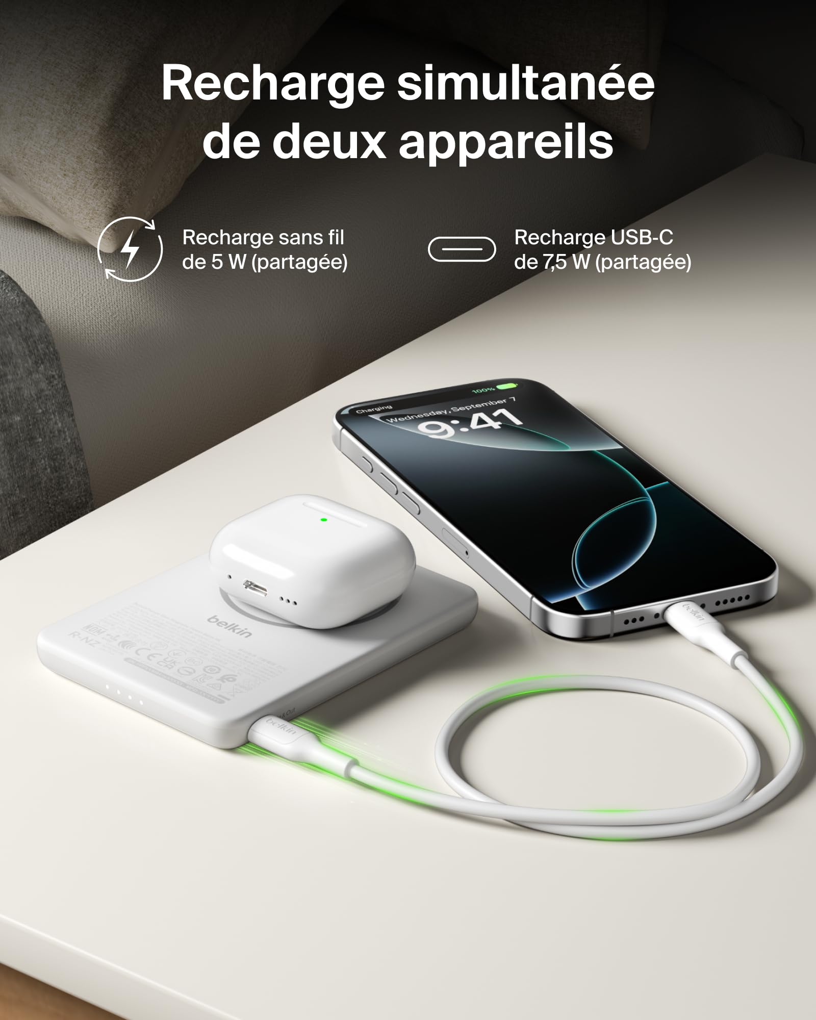 BELKIN BoostCharge Slim 5k Magnetic 7.5w White