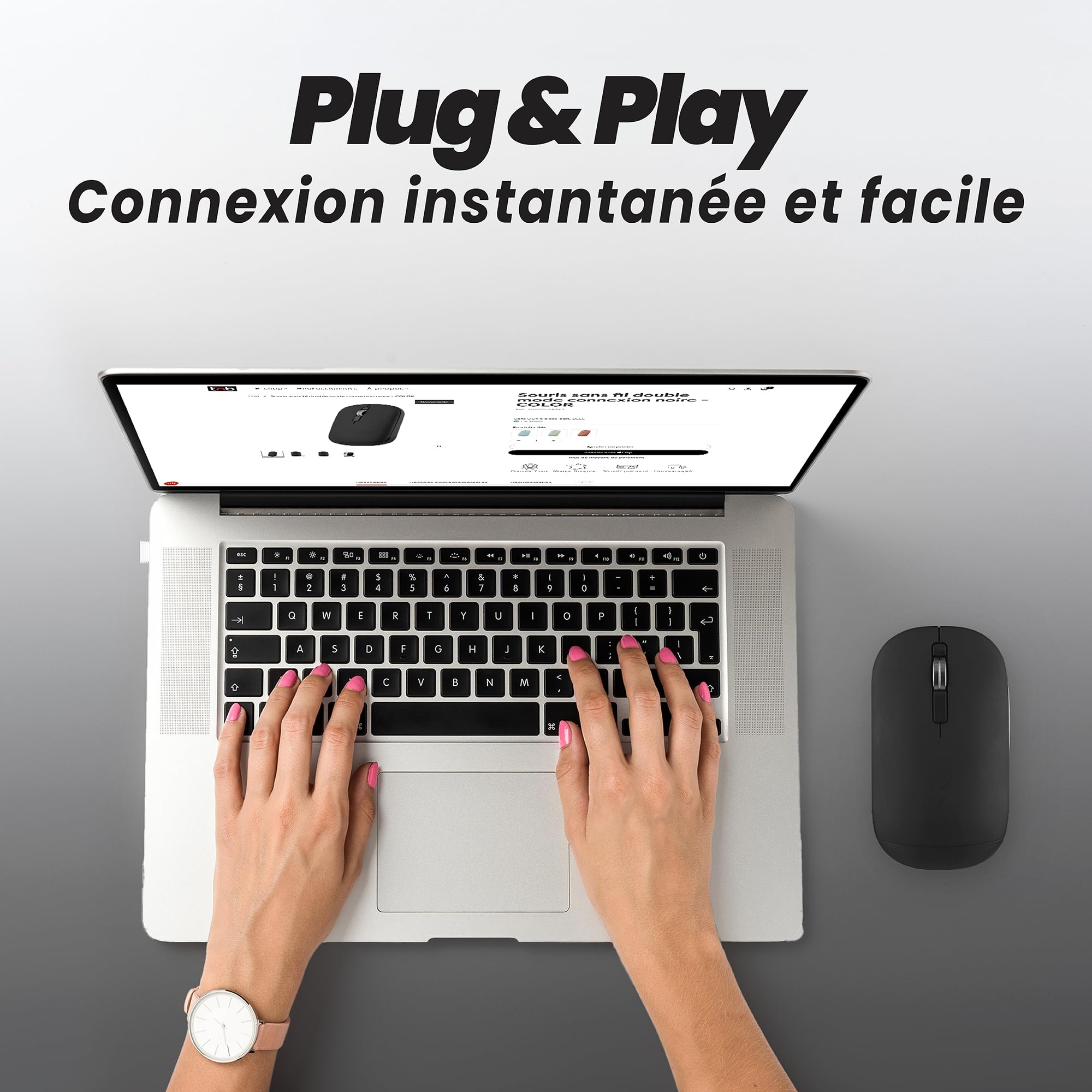 TNB COLOR - Souris sans fil double connexion - noir