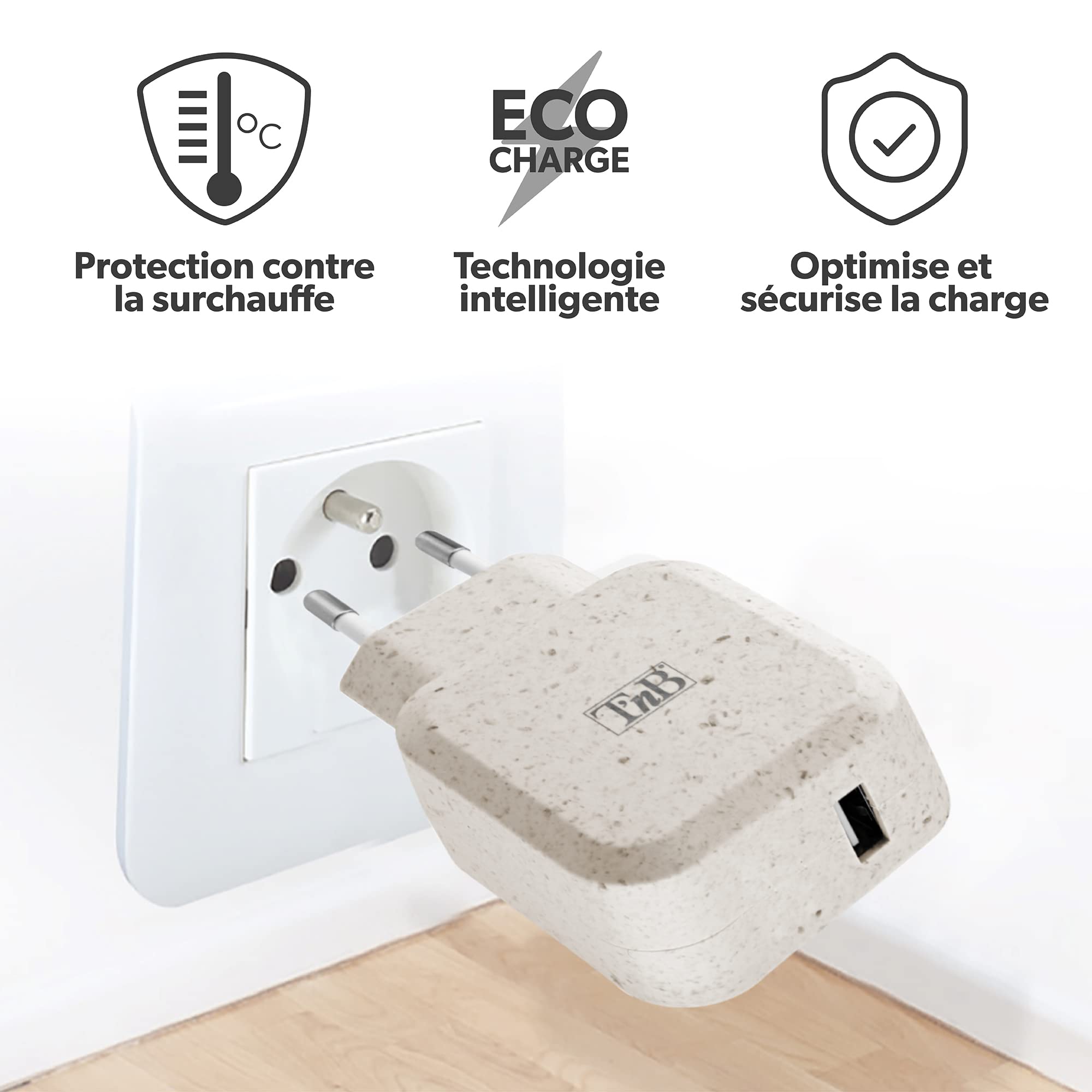 TNB USB Eco-friendly Wall Charger 2.4A Sand
