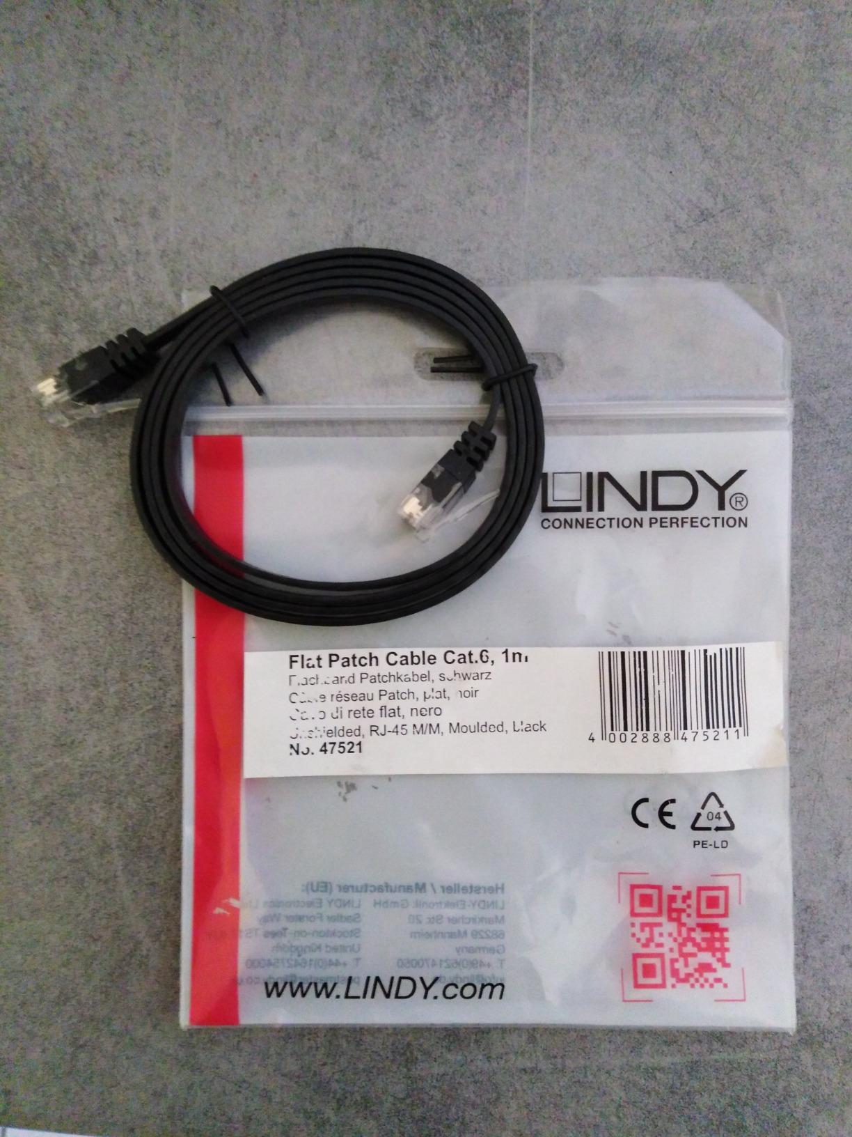 LINDY Cat.6 Flat Ribbon Patch Cable White 1m Without Shielding
