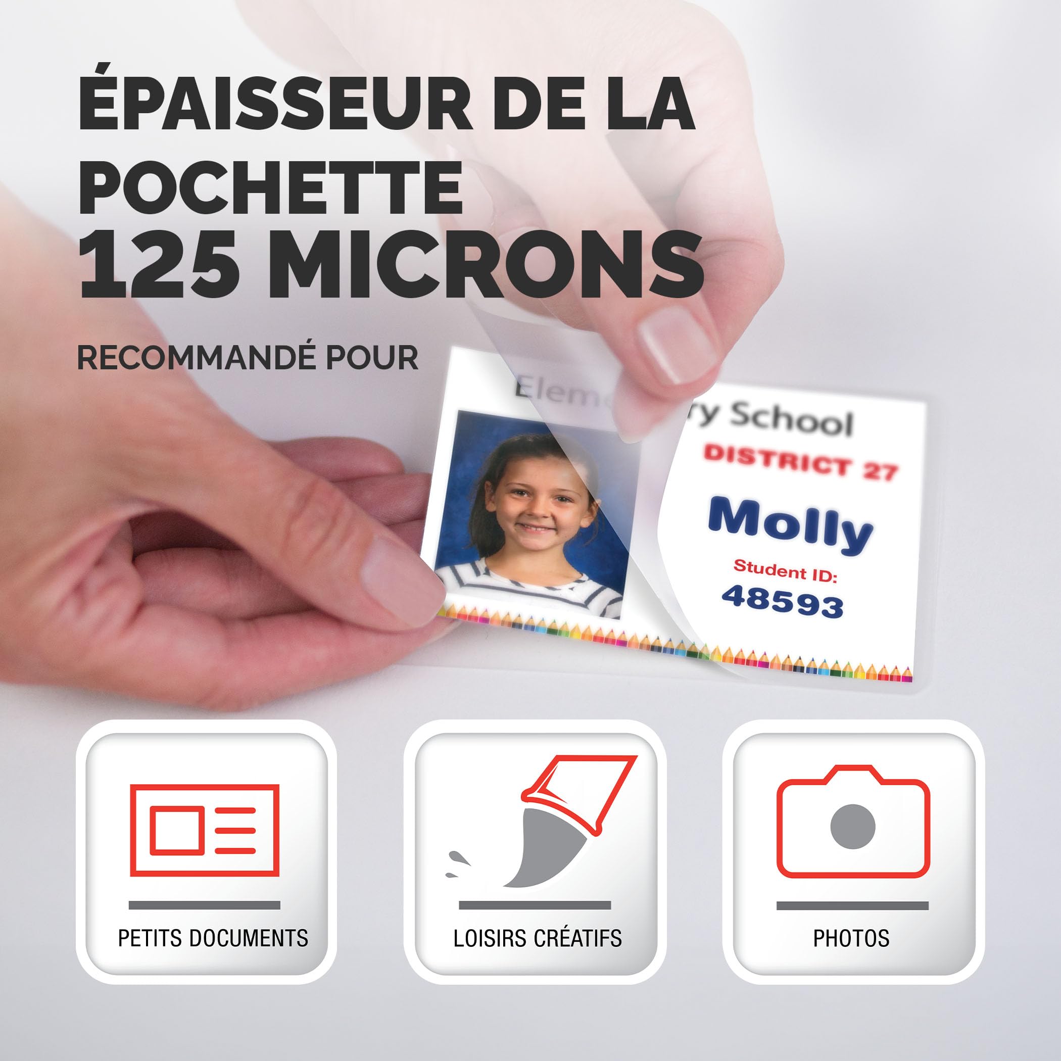 FELLOWES POCHETTES 125 MICRONS 54X86MM X 100