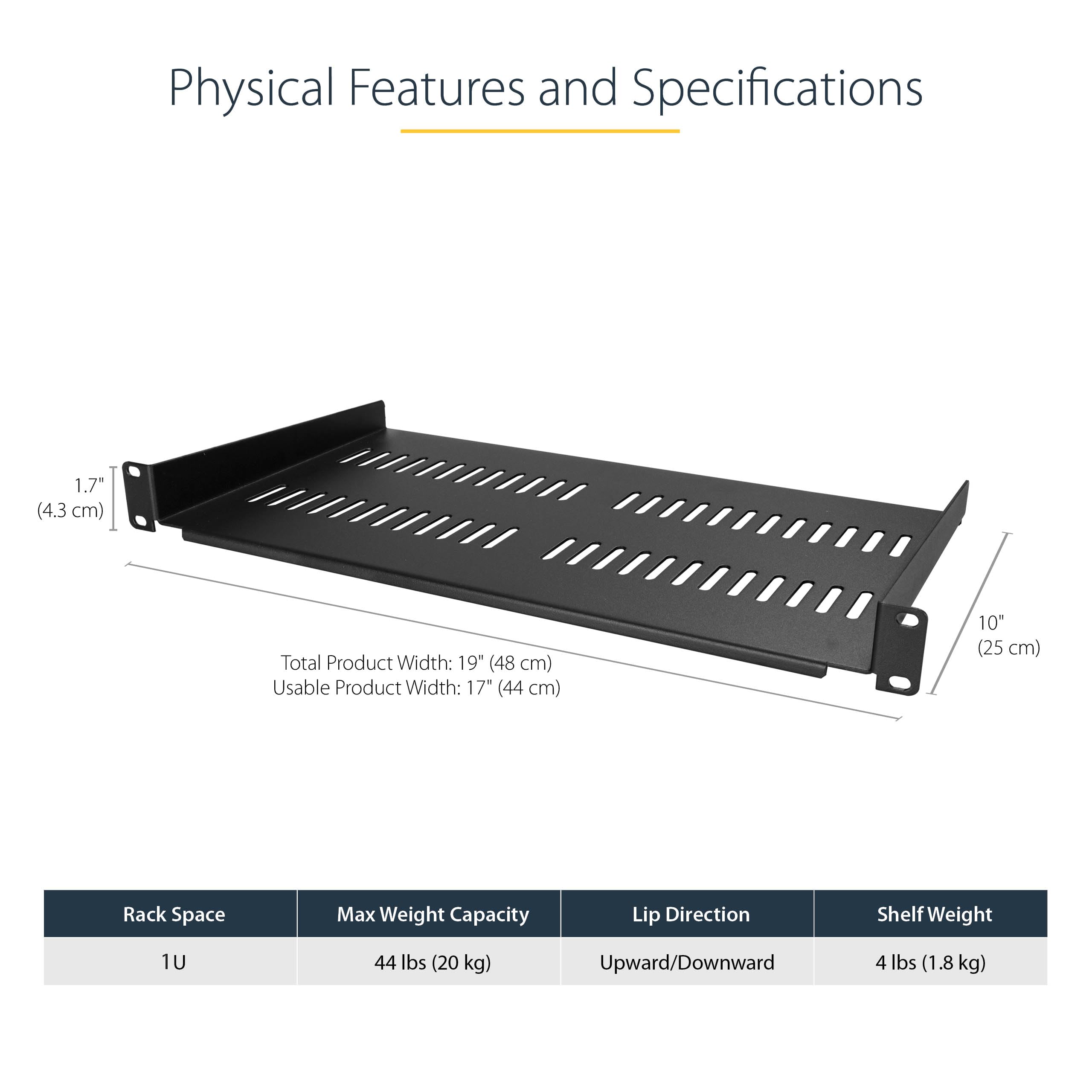 2-Pack 1U Server Vented Rack Shelf/Tray